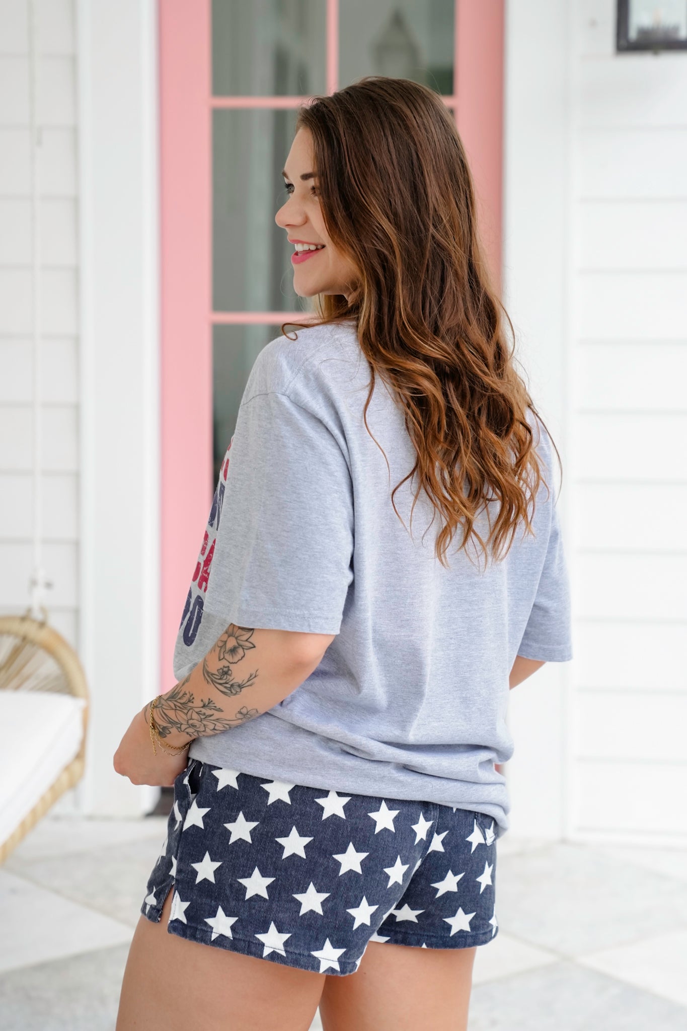 Plus/Reg Short Sleeve "She Loves Jesus and America Too" Graphic Tee