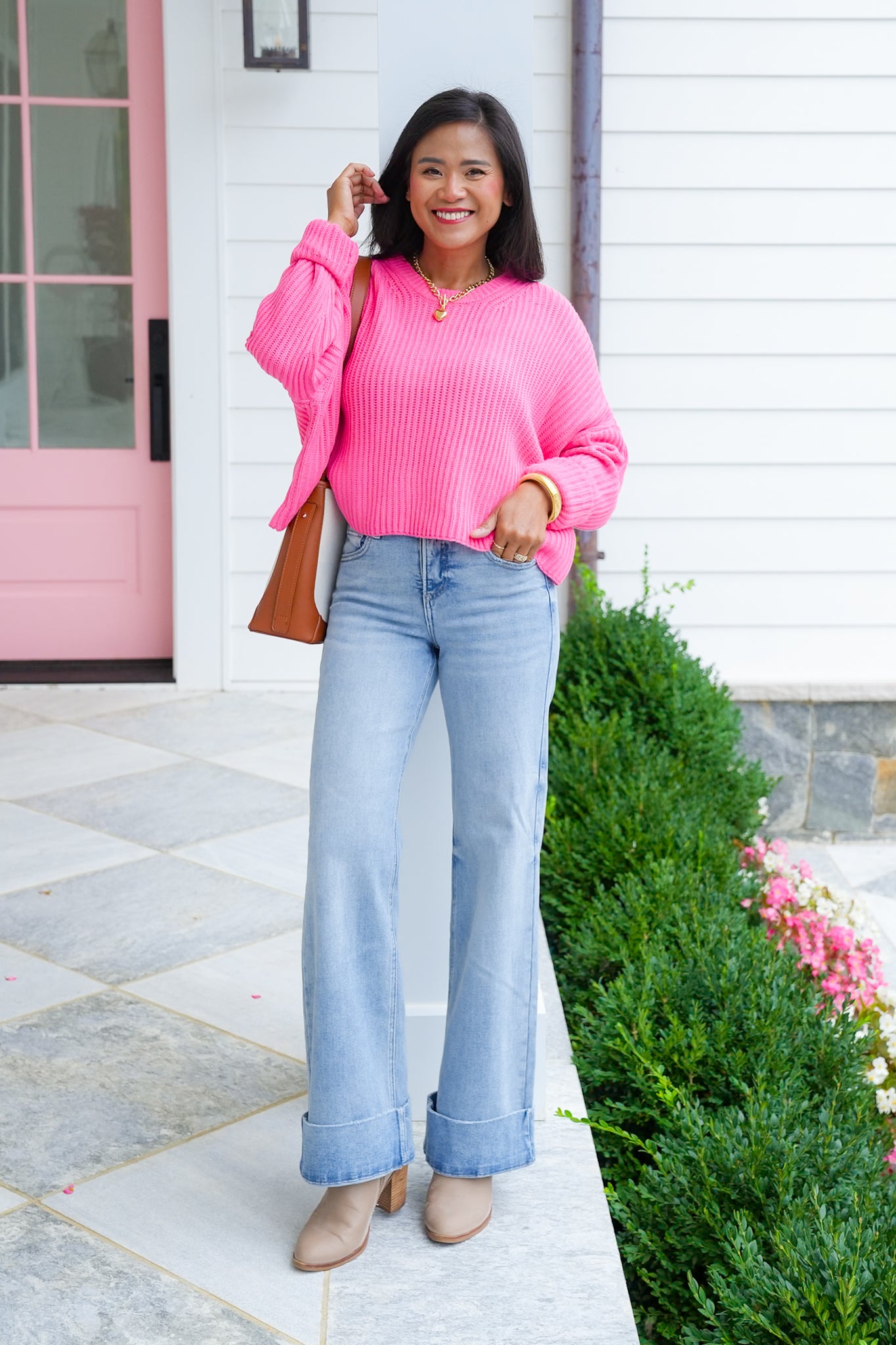 Long Sleeve Crew Neck Cropped Knit Sweater