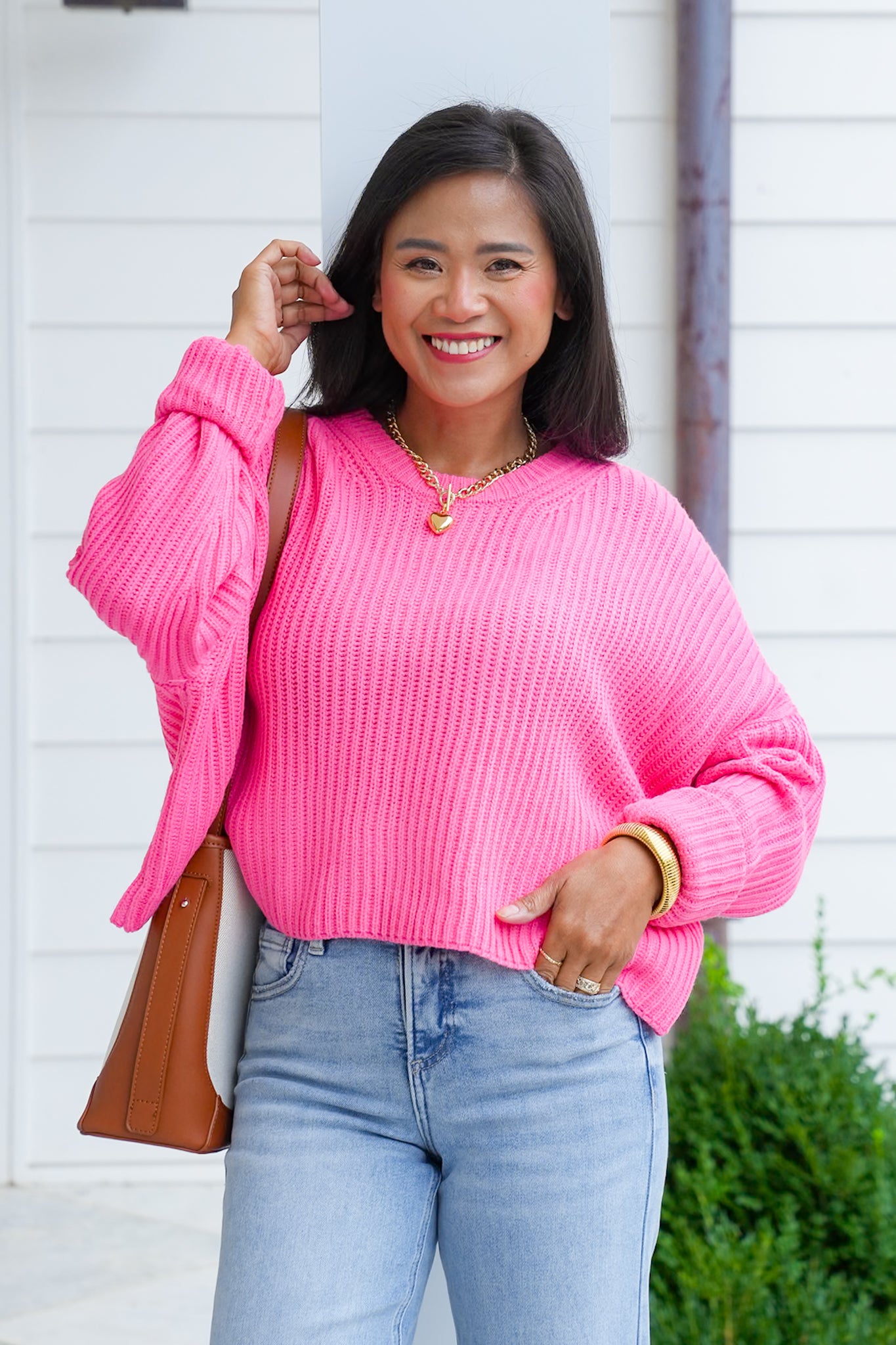 Long Sleeve Crew Neck Cropped Knit Sweater