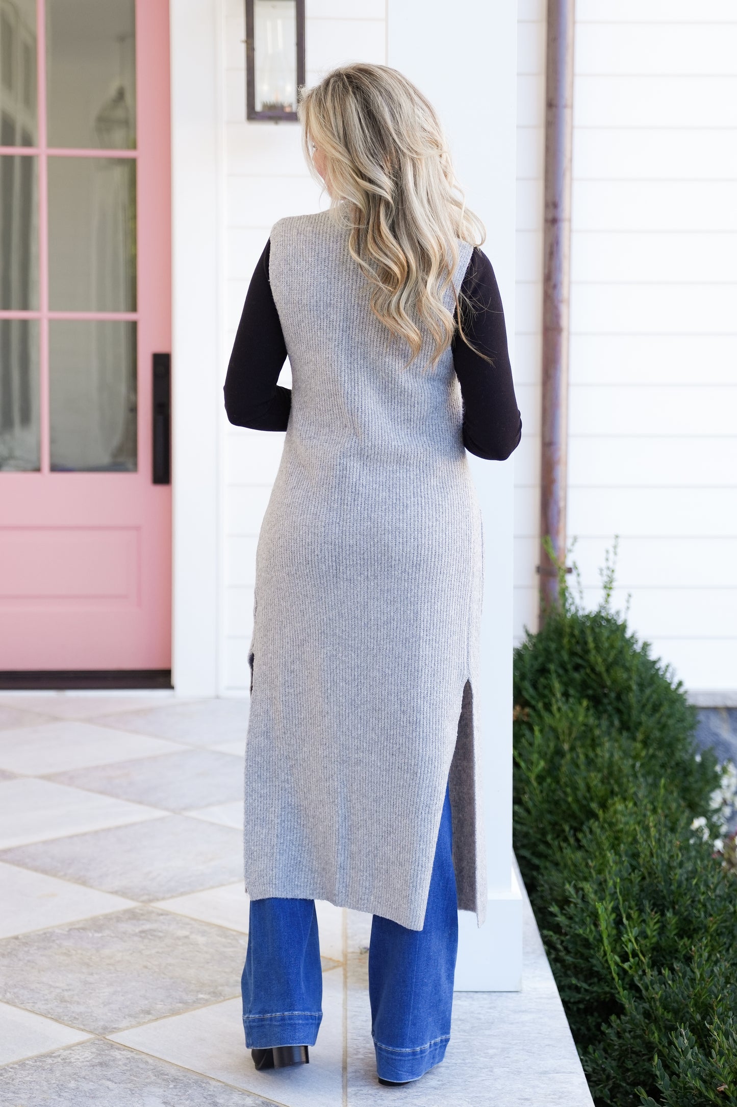 Sleeveless Long Cardigan with Pockets