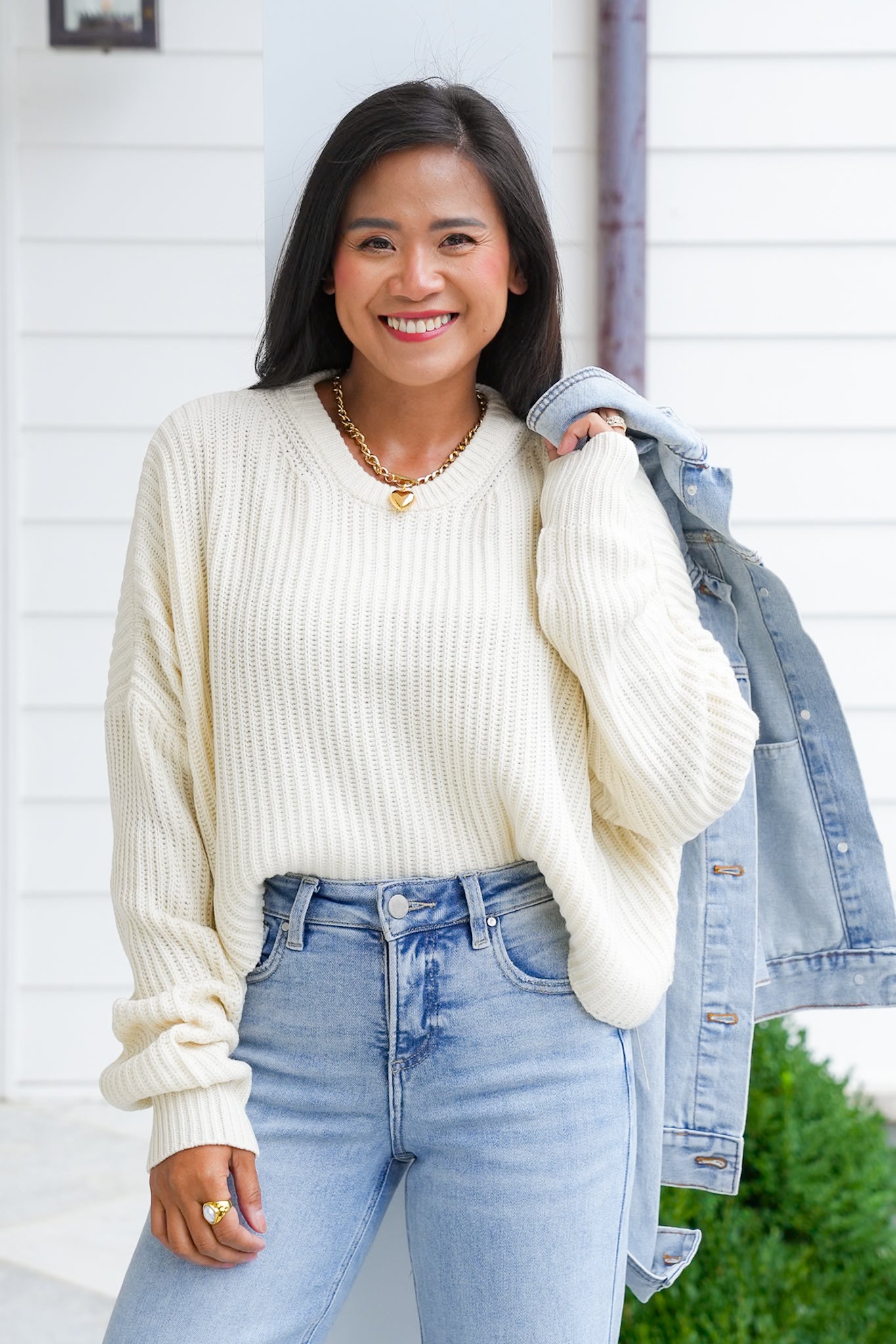 Long Sleeve Crew Neck Cropped Knit Sweater