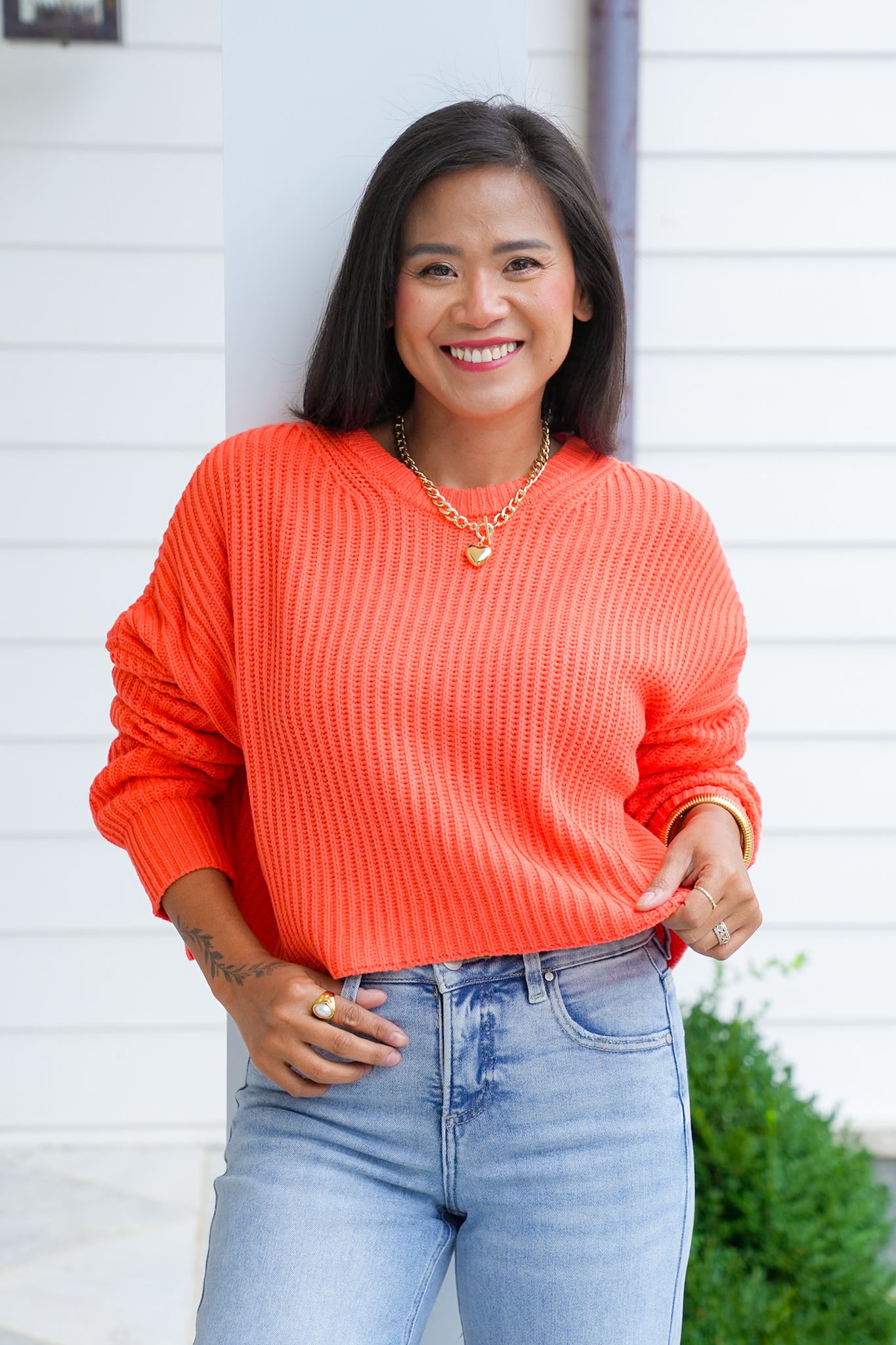 Long Sleeve Crew Neck Cropped Knit Sweater