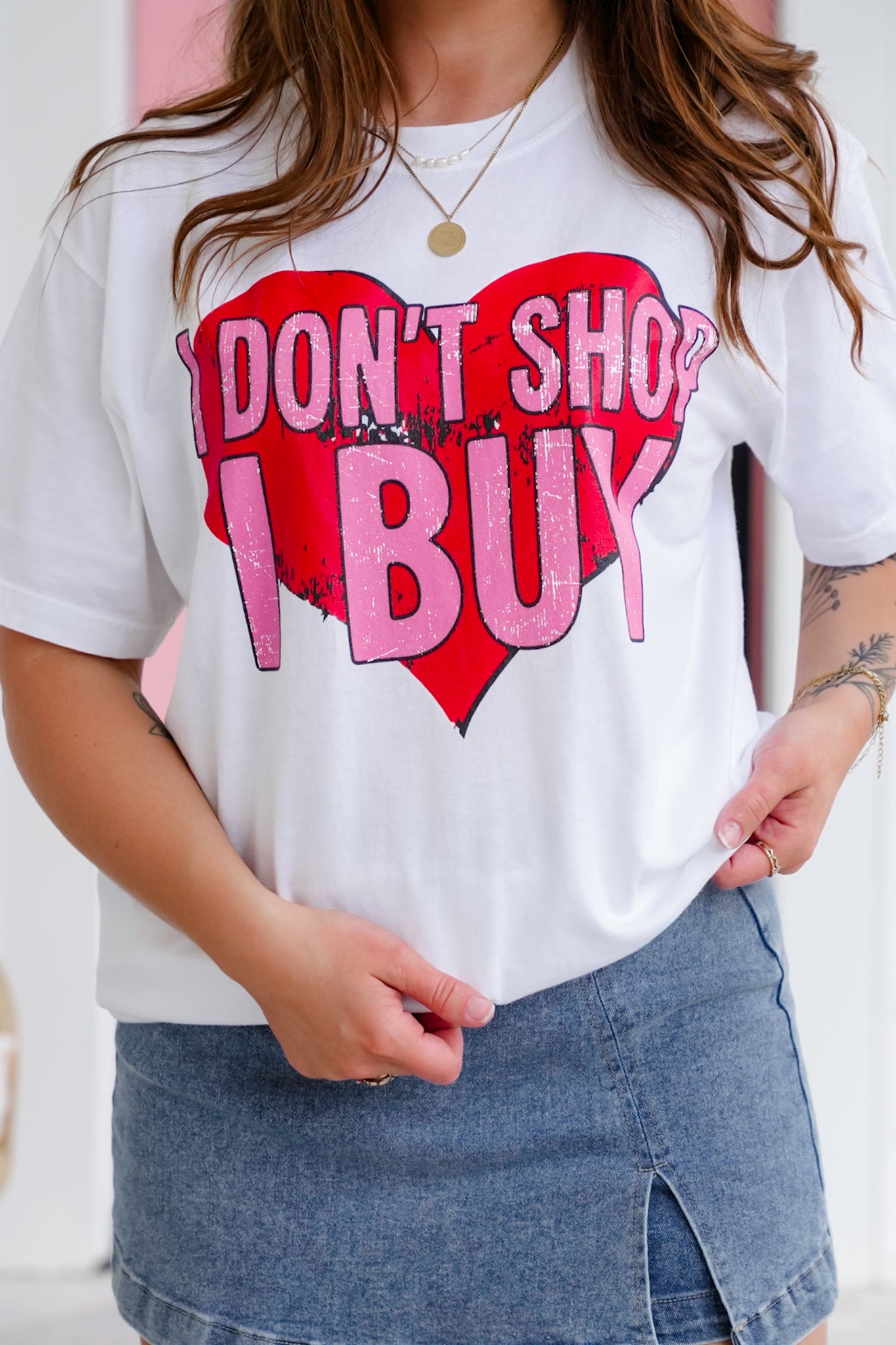 Plus/Reg Short Sleeve "I Don't Shop I Buy" Graphic Tee