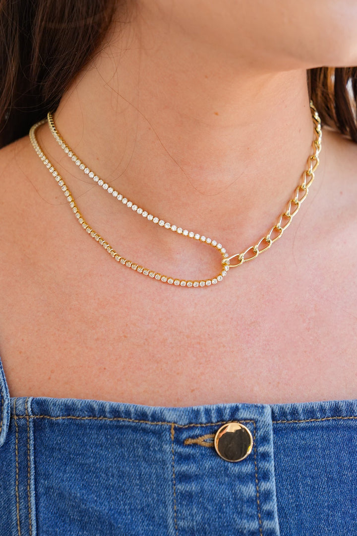Treasure Jewels Sparkling Double Chain Necklace - Freckled Poppy