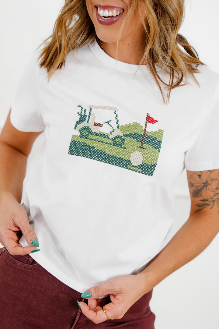 Cross Stitch Golf Cart Short Sleeve Top
