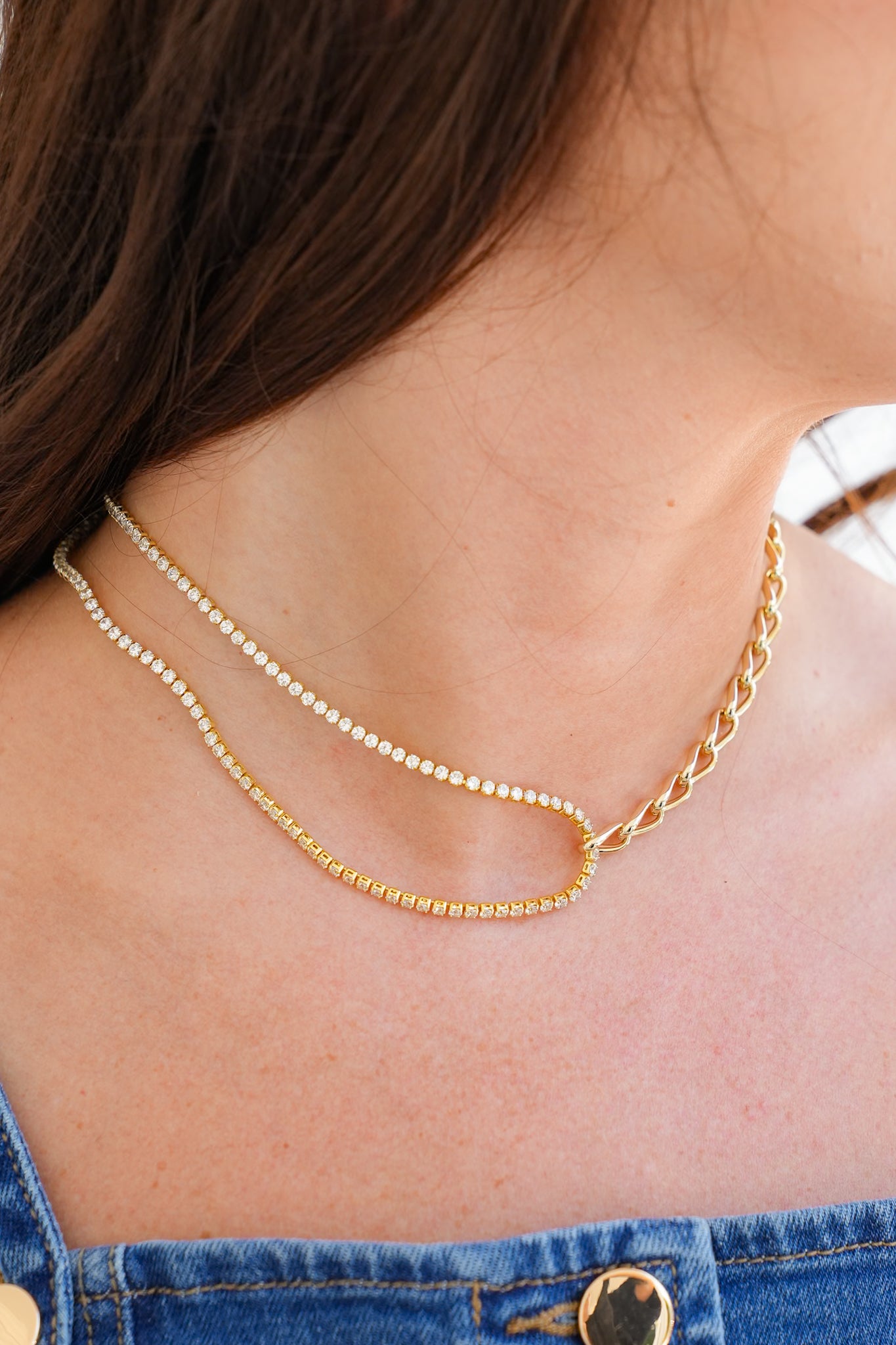 Treasure Jewels Sparkling Double Chain Necklace