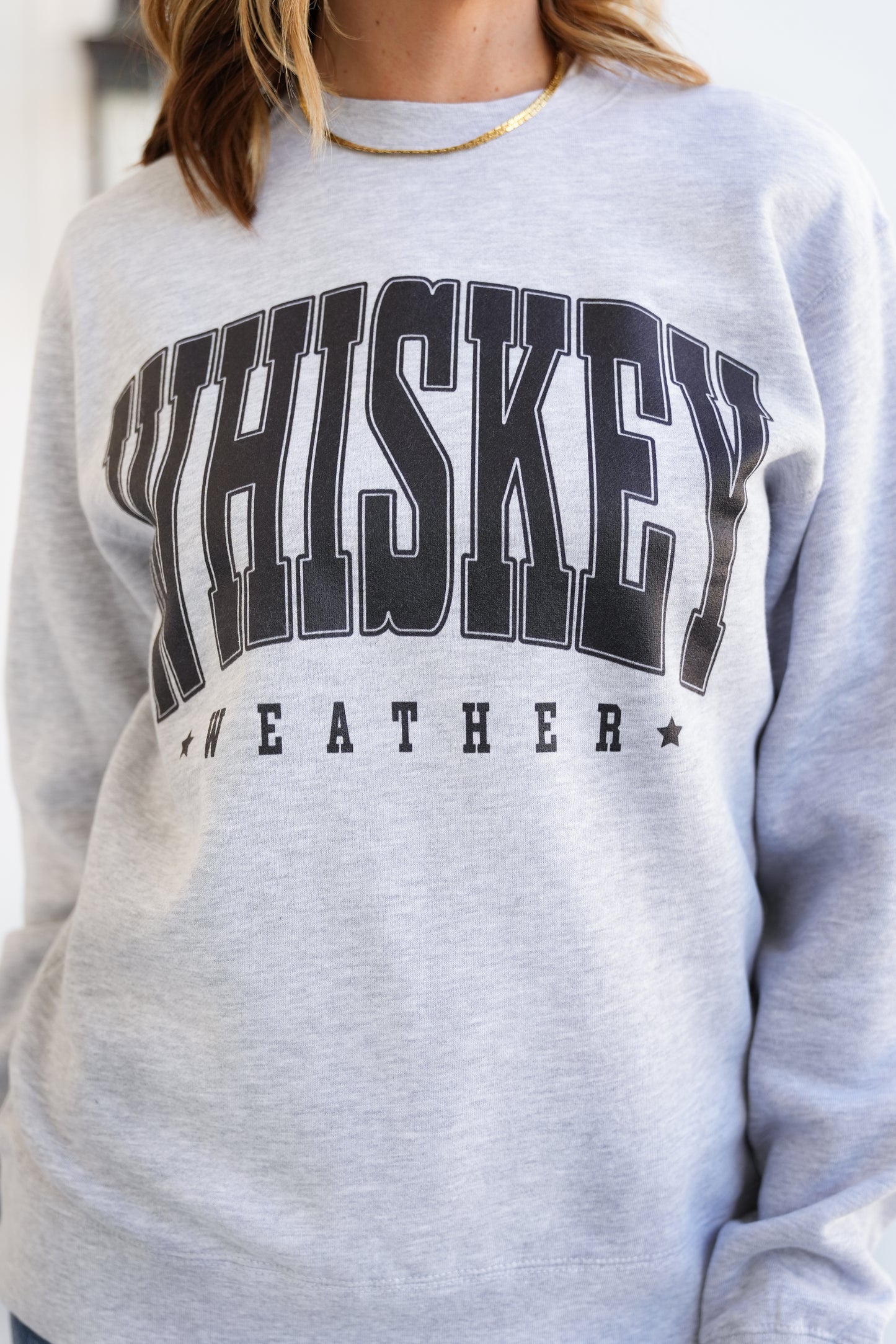 Plus/Reg Long Sleeve "Whiskey Weather" Graphic Sweatshirt