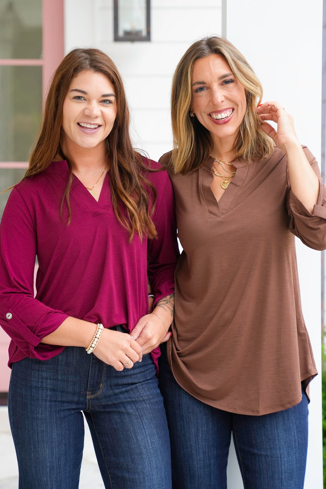 Door Buster! Plus/Reg 3/4 Sleeve Split Neck Tunic Top