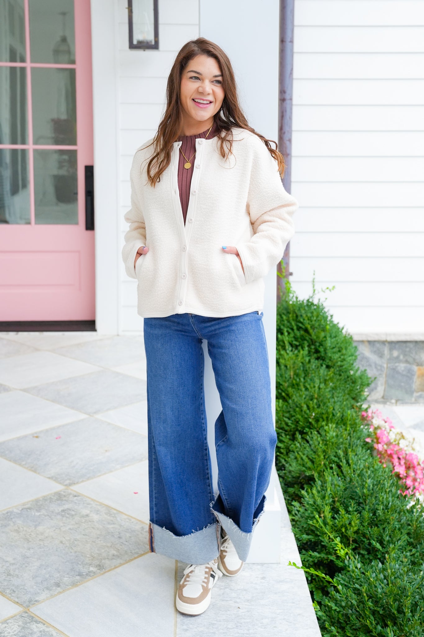 Sherpa Long Sleeve Button Up Jacket