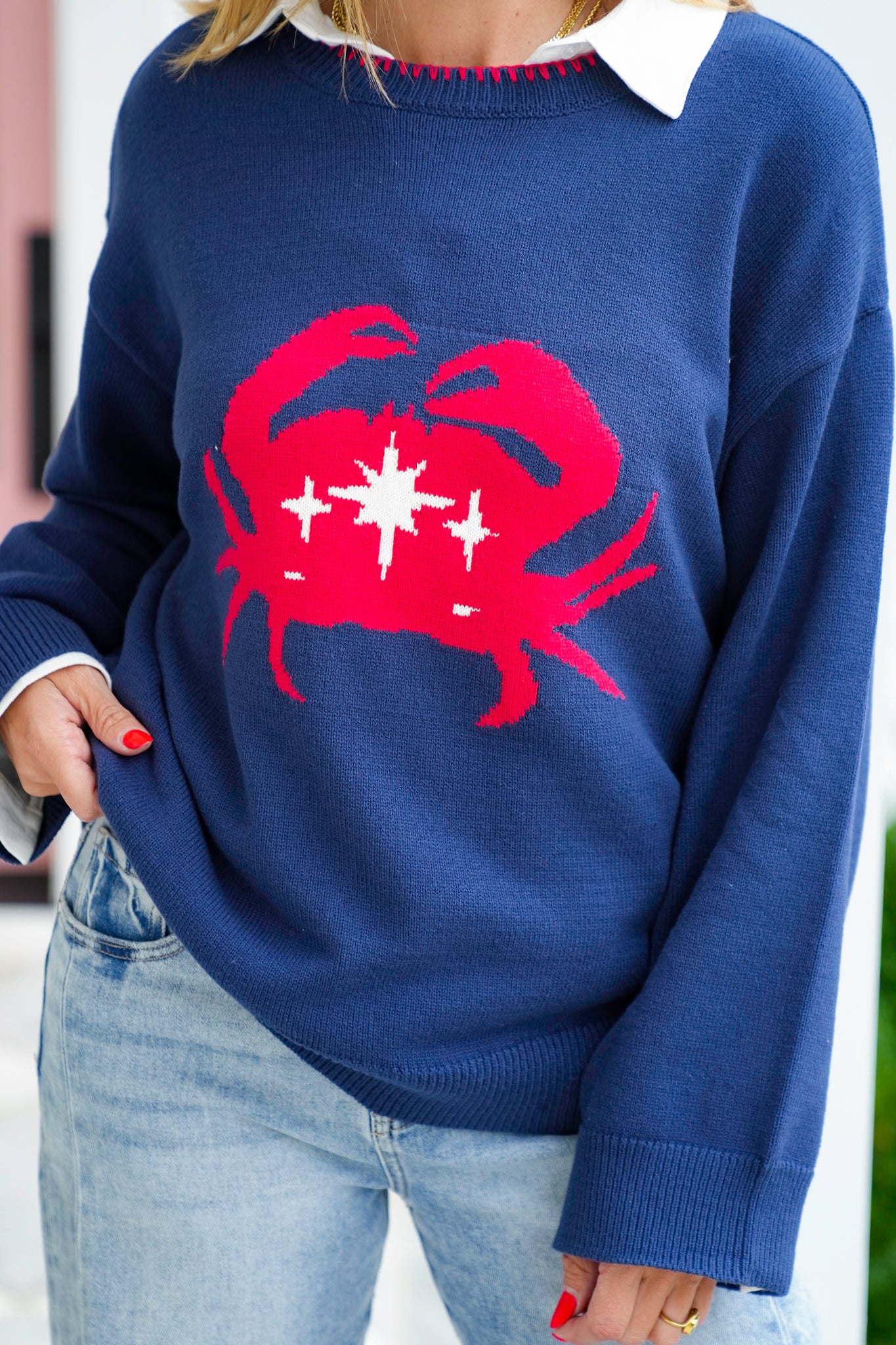 Long Sleeve Crab Knit Sweater