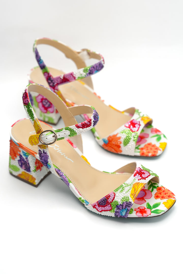 Betsey Johnson Rhinestone Floral Heel Sandal