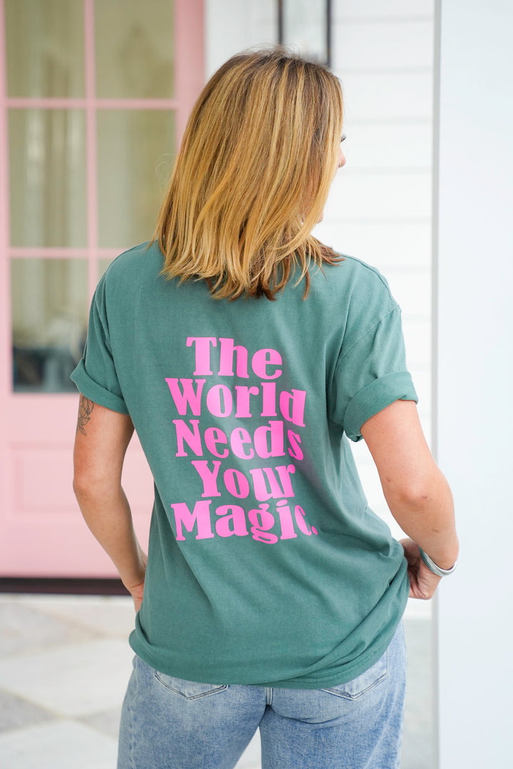Plus/Reg Short Sleeve "The World Needs Your Magic" Graphic Tee