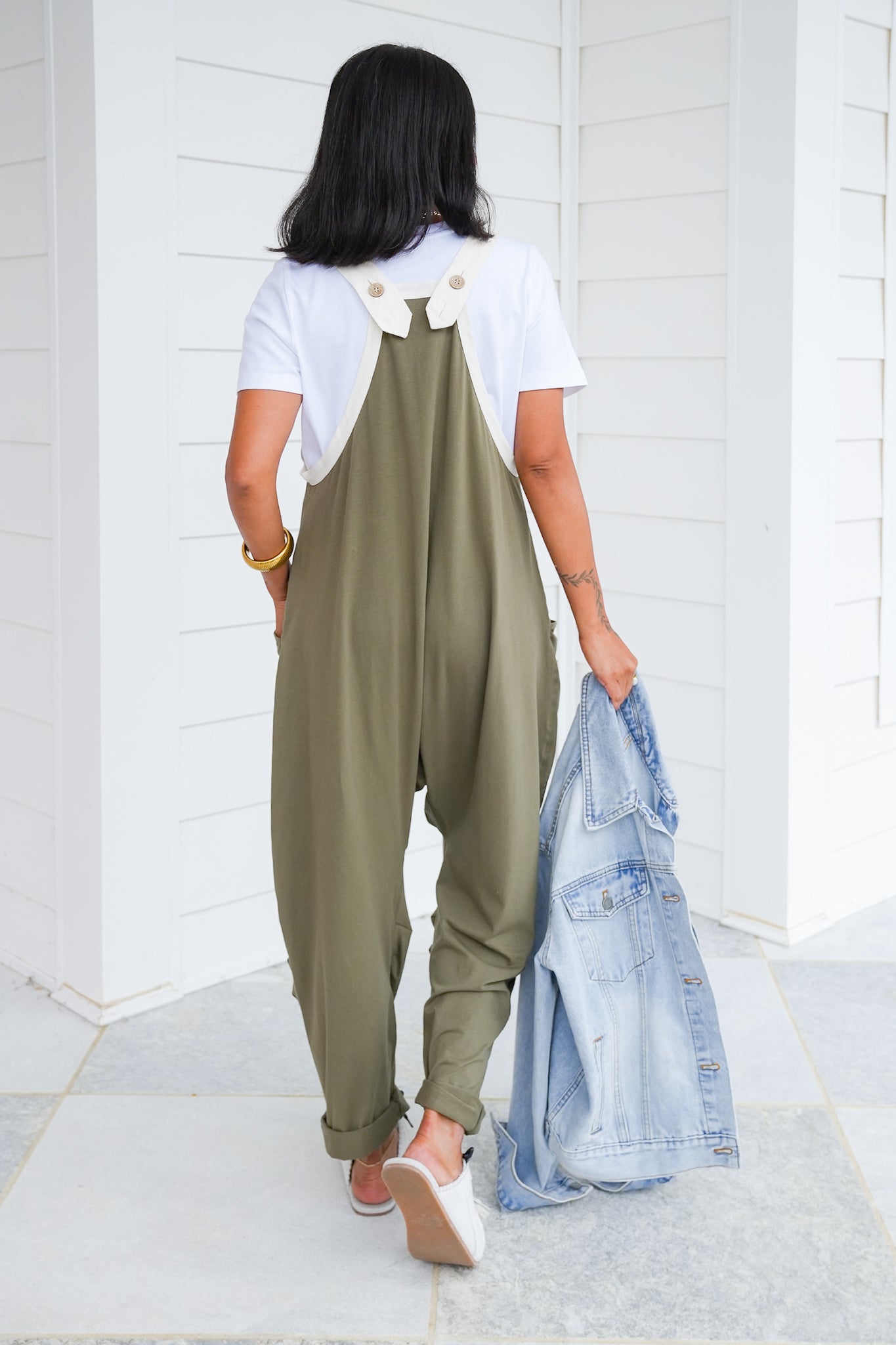Sleeveless Adjustable Strap Jumpsuit with Button Detail