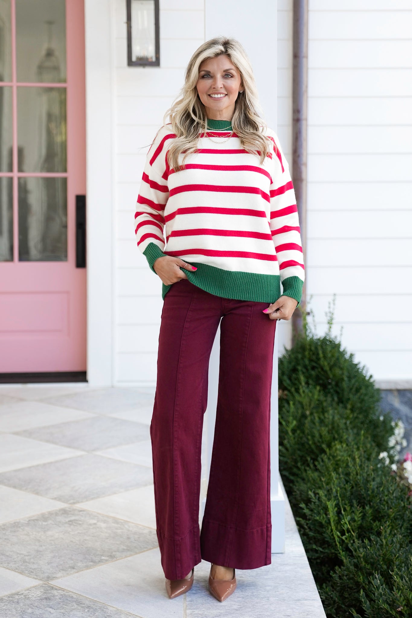 Striped Long Sleeve Round Neck Sweater