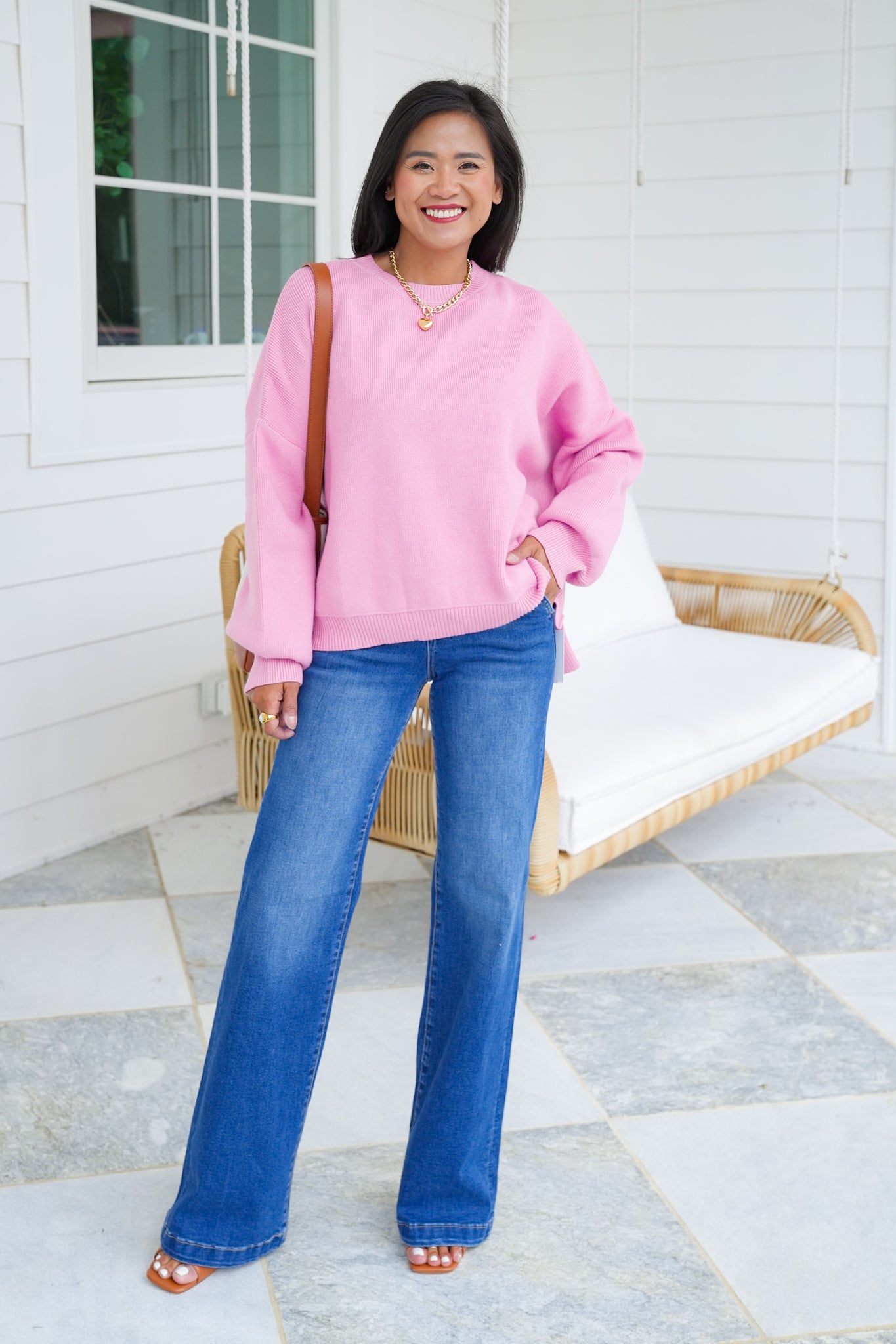 Solid Long Sleeve Drop Shoulder Sweater