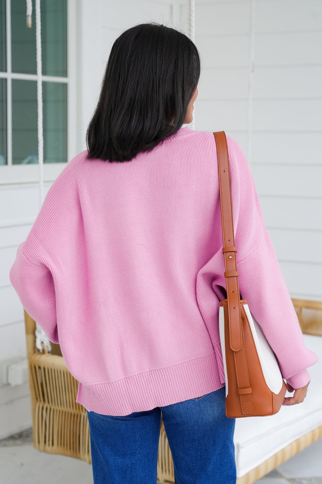 Solid Long Sleeve Drop Shoulder Sweater