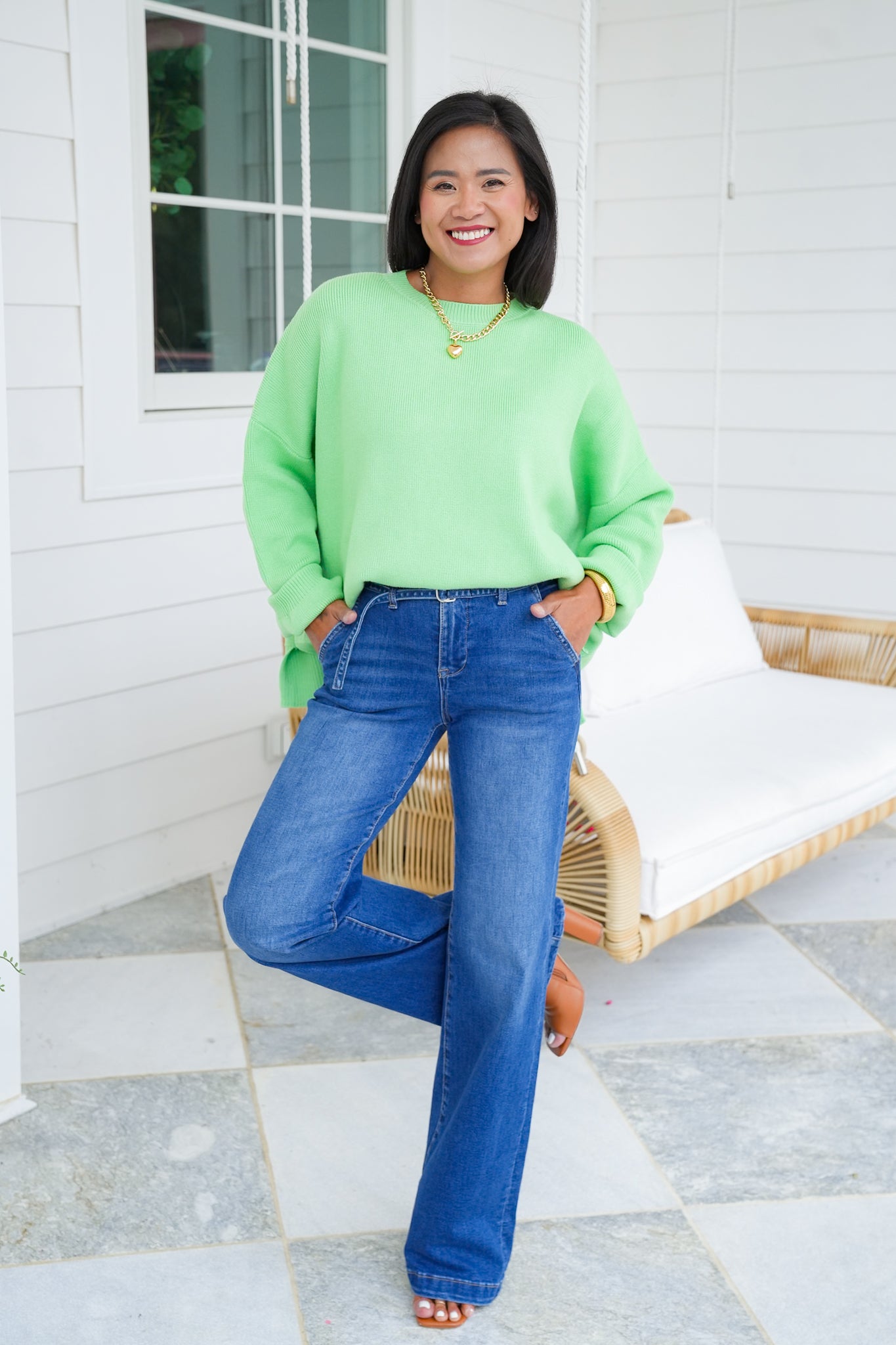 Solid Long Sleeve Drop Shoulder Sweater