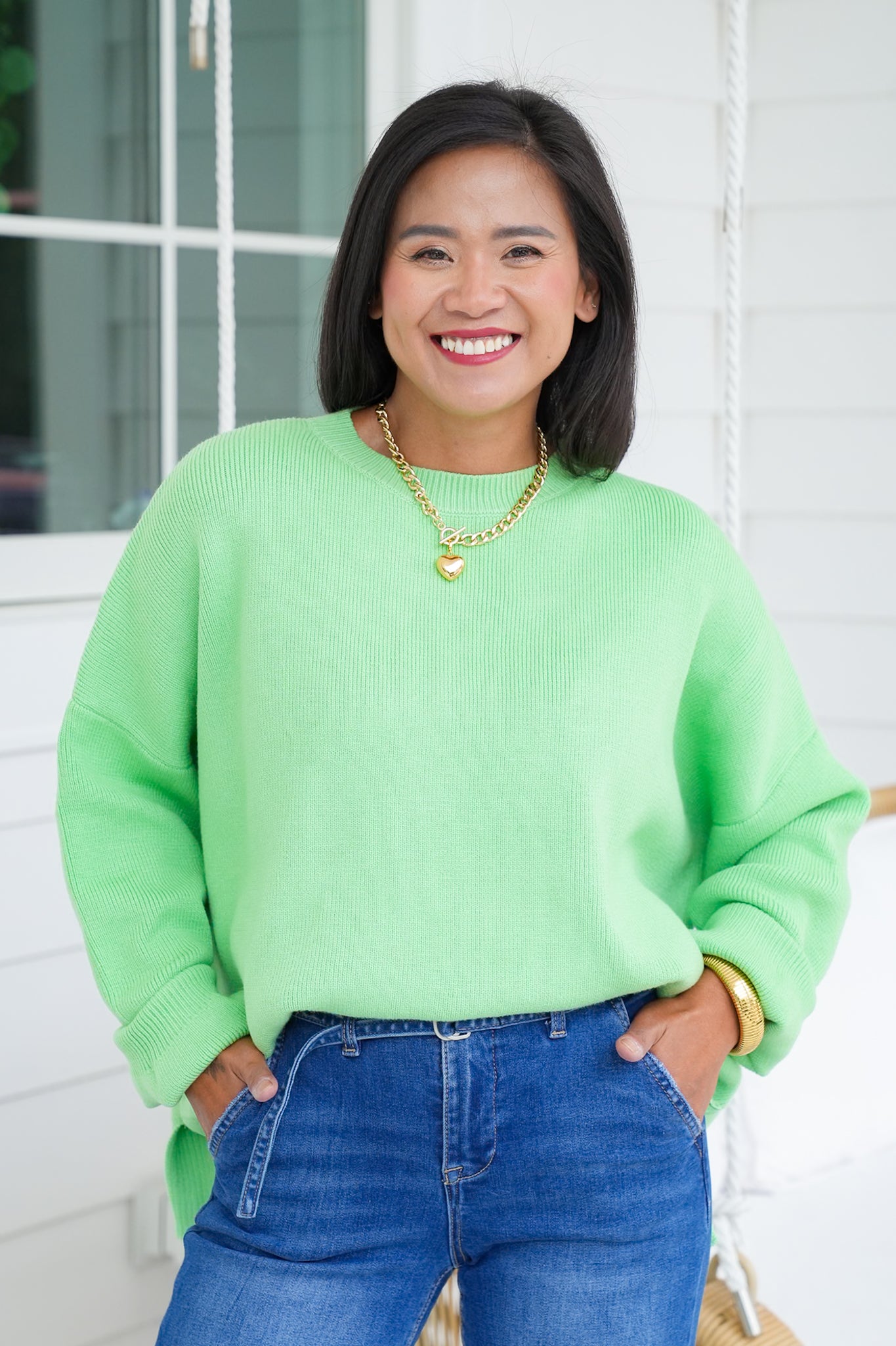 Solid Long Sleeve Drop Shoulder Sweater