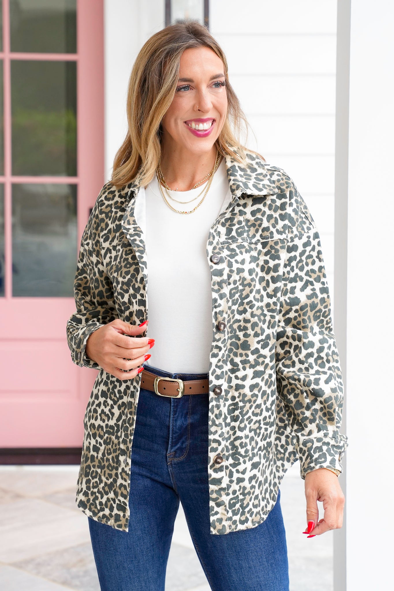 Leopard Long Sleeve Button Down Shacket