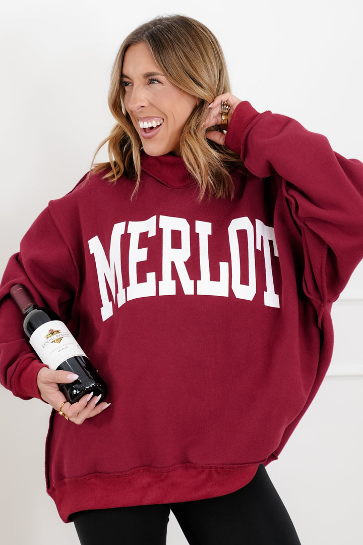 Long Sleeve Reversible "Merlot/Hungover" Graphic Sweatshirt