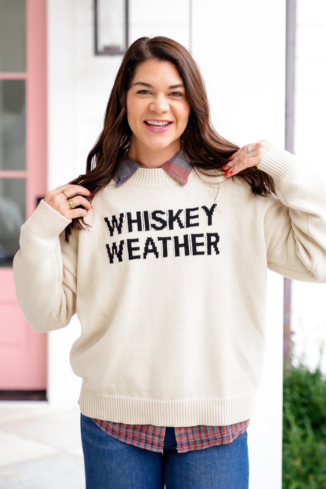 Knit Long Sleeve "Whiskey Weather" Sweater