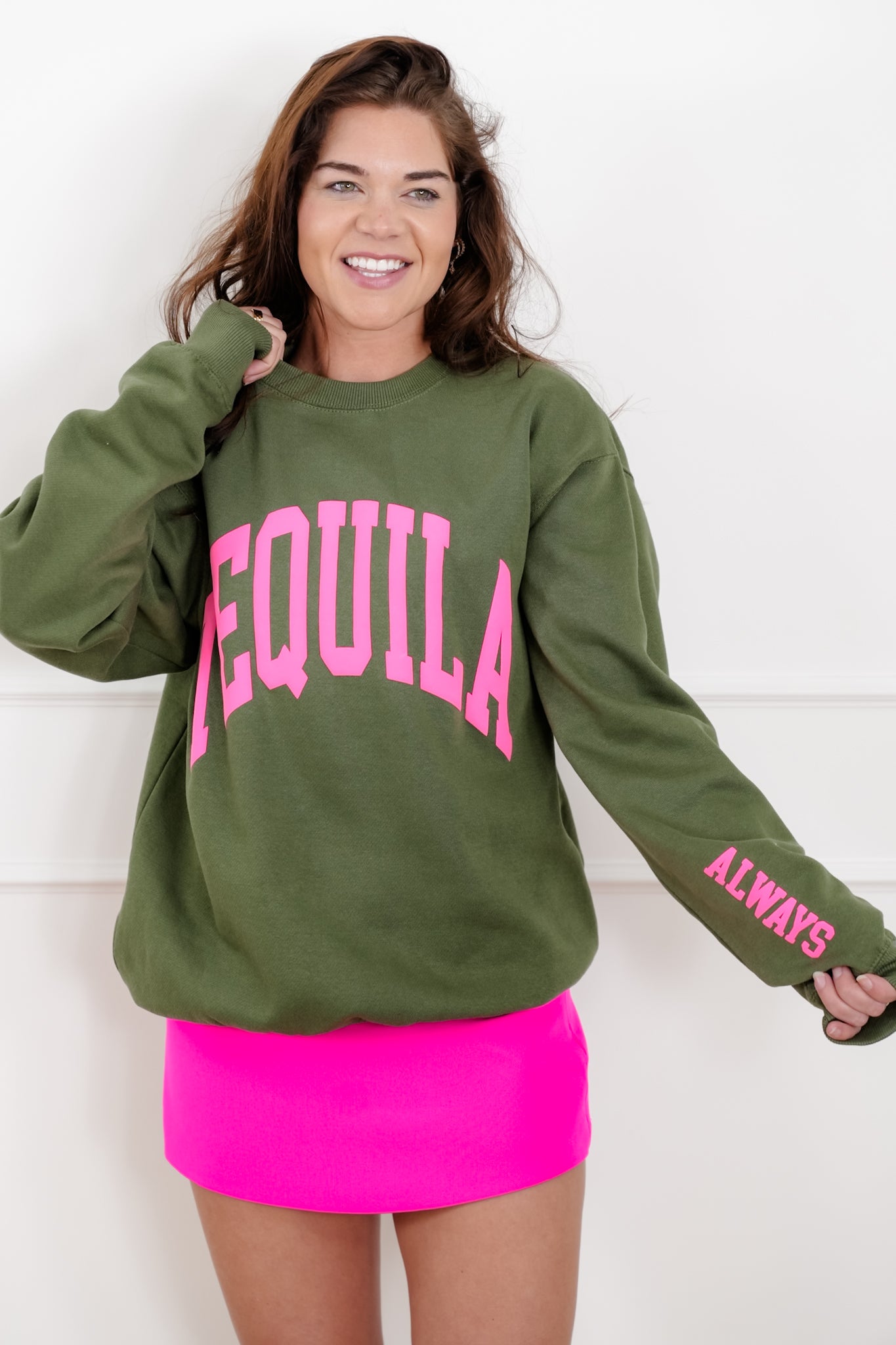Long Sleeve "Tequila Always" Graphic Sweatshirt