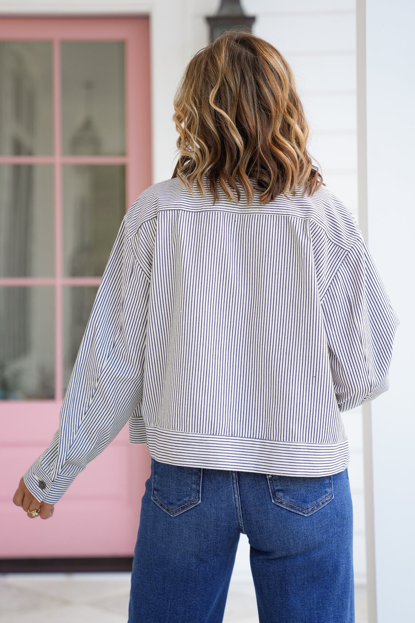Striped Long Sleeve Zip-UP Jacket