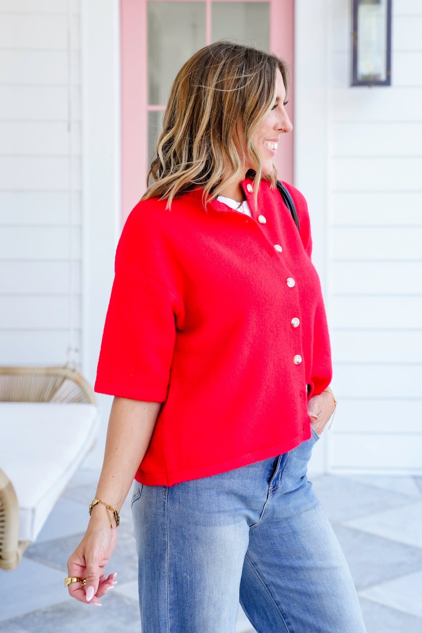 Short Sleeve Button Down Cardigan