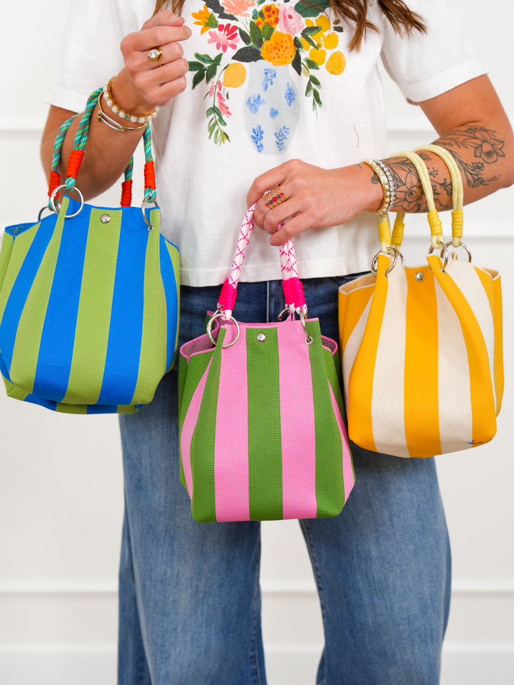 Knit Tote Striped Shoulder Crochet Purse