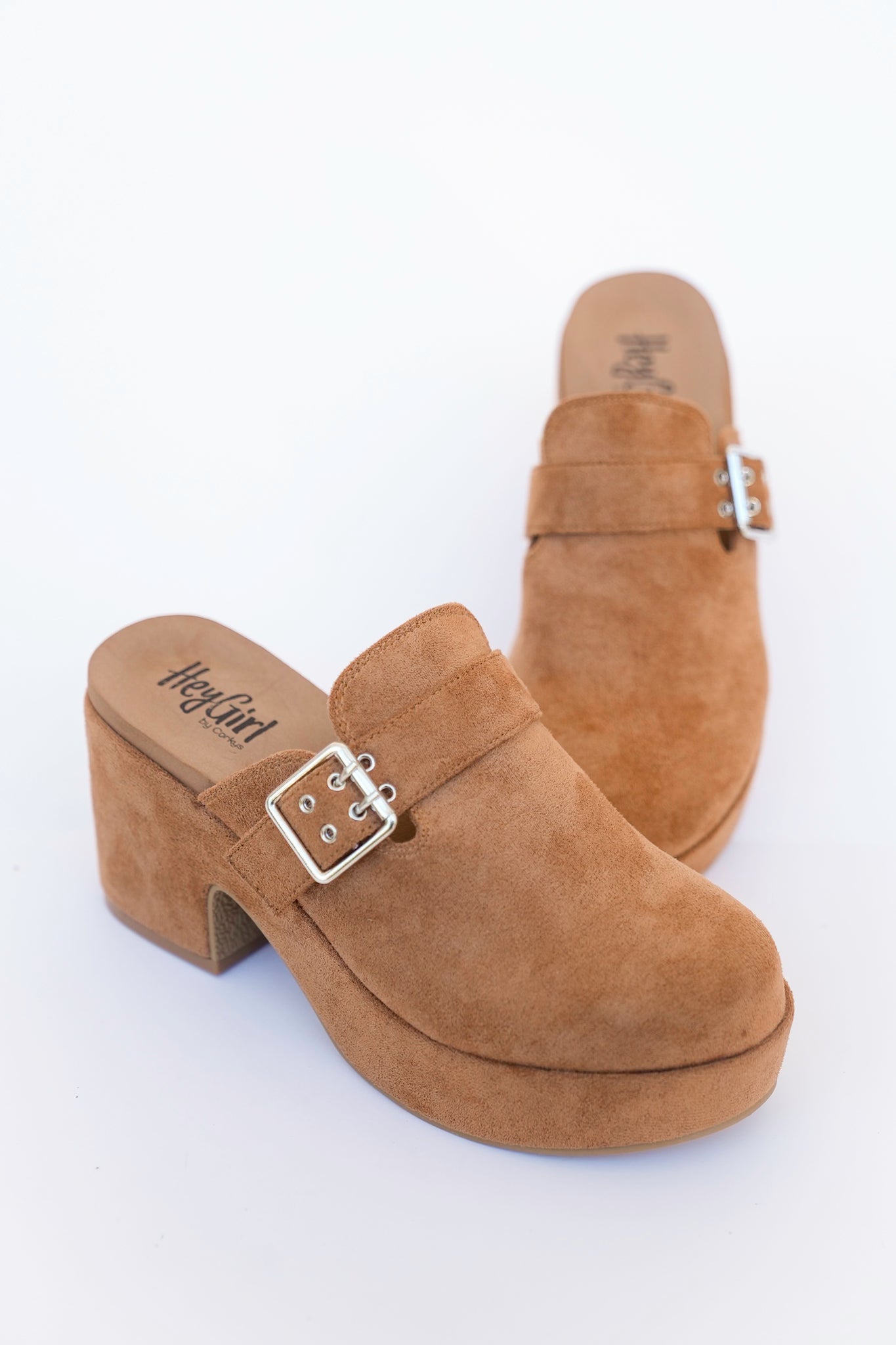 Corky's "Tell Me More" Chunky Heel Vegan Suede Buckle Platform