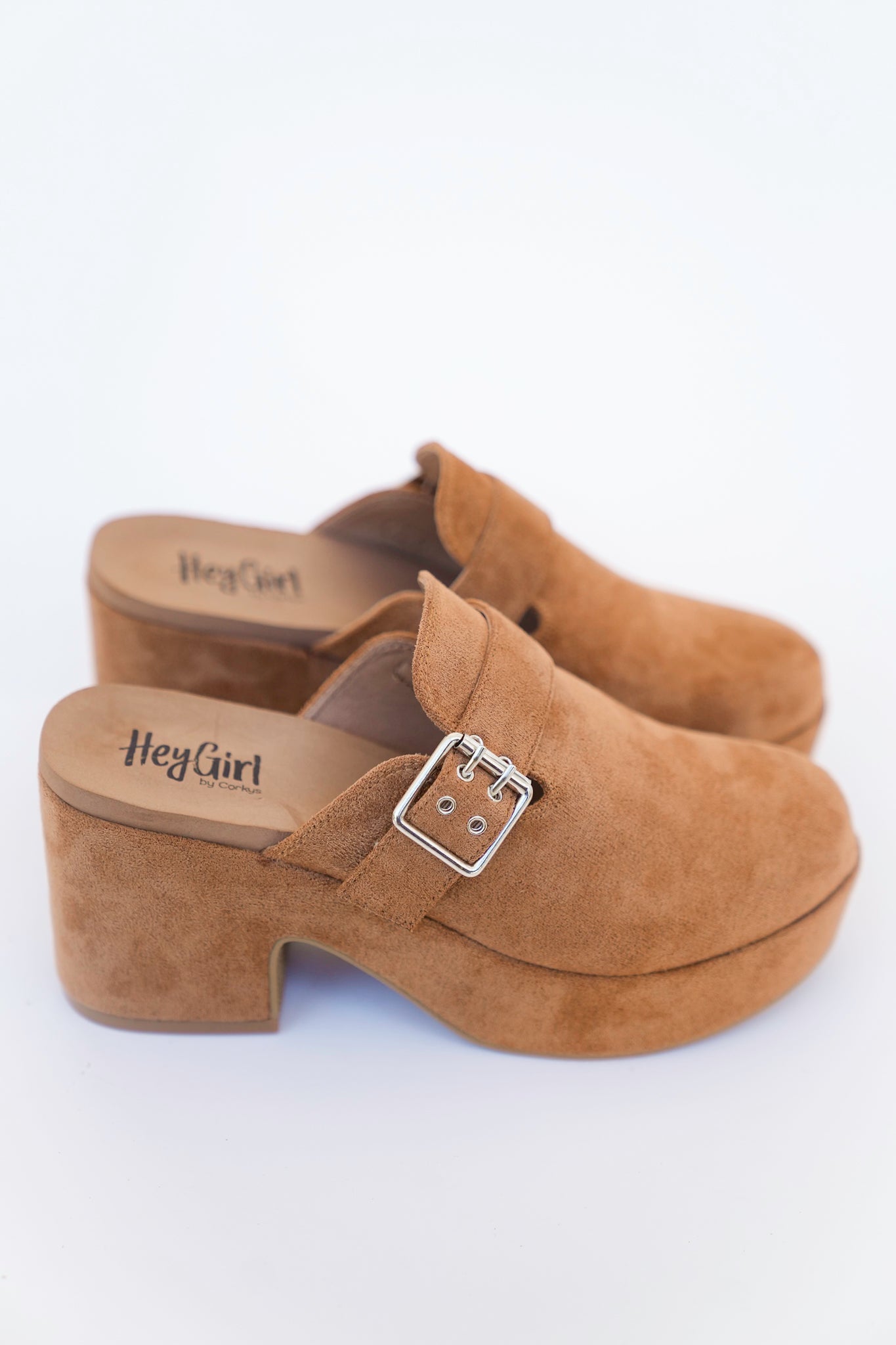 Corky's "Tell Me More" Chunky Heel Vegan Suede Buckle Platform