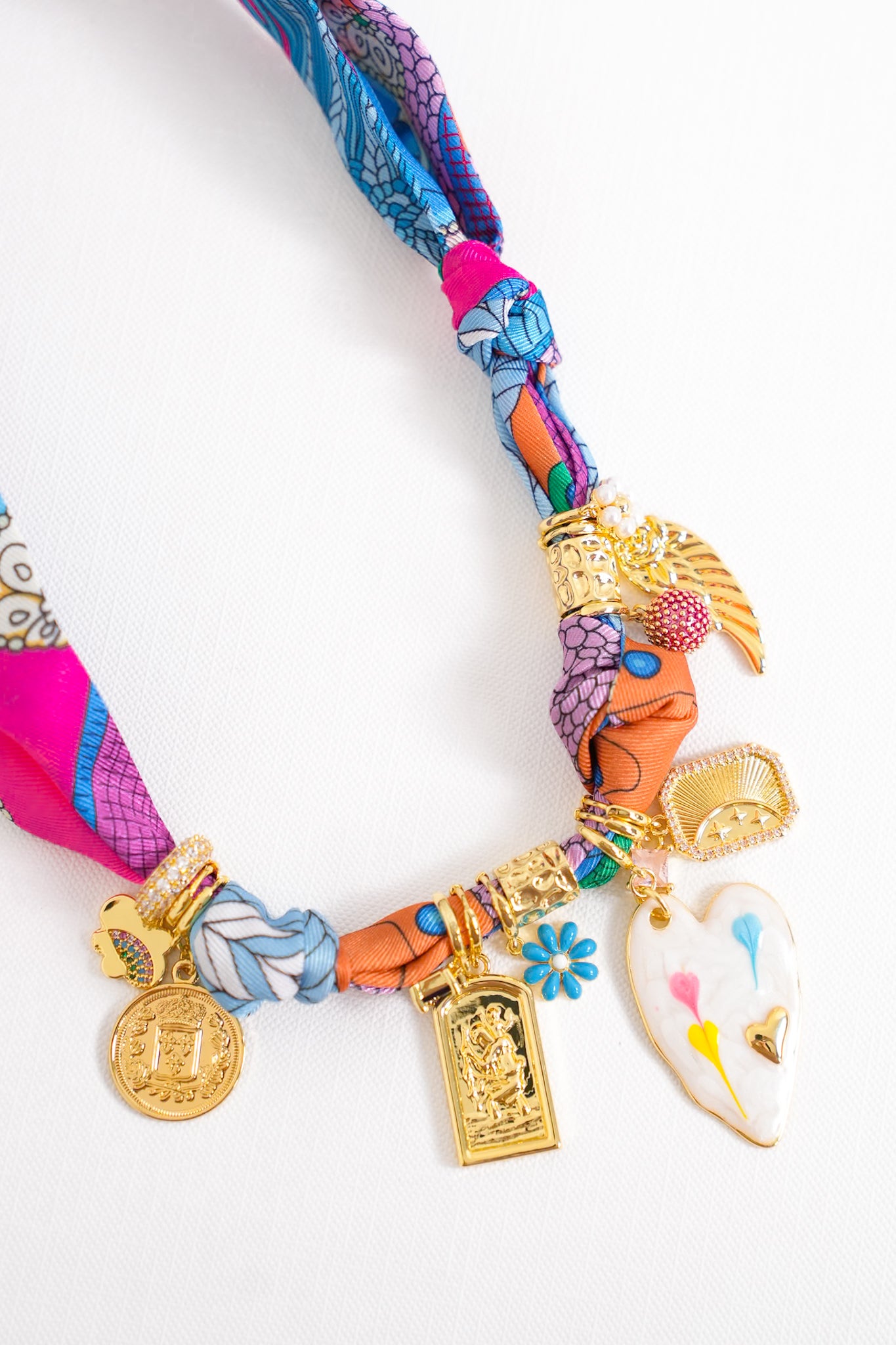 Gemelli Fallon Multi Charm Scarf Necklace