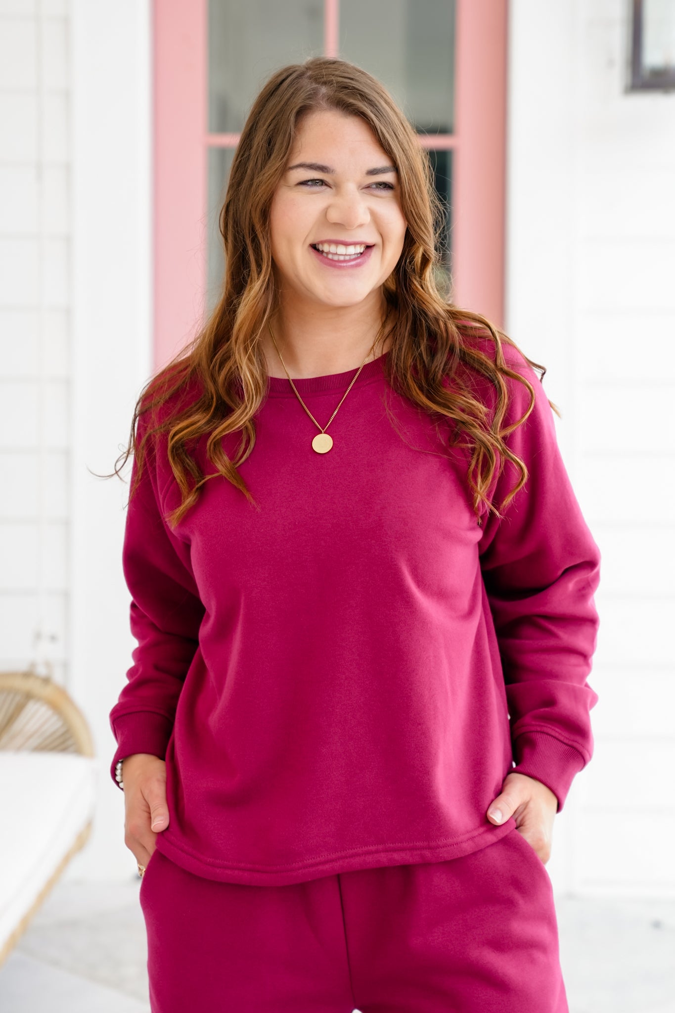Restock! Door Buster! Zenana Fleece Raglan Sleeve Pullover and Sweatpants Set