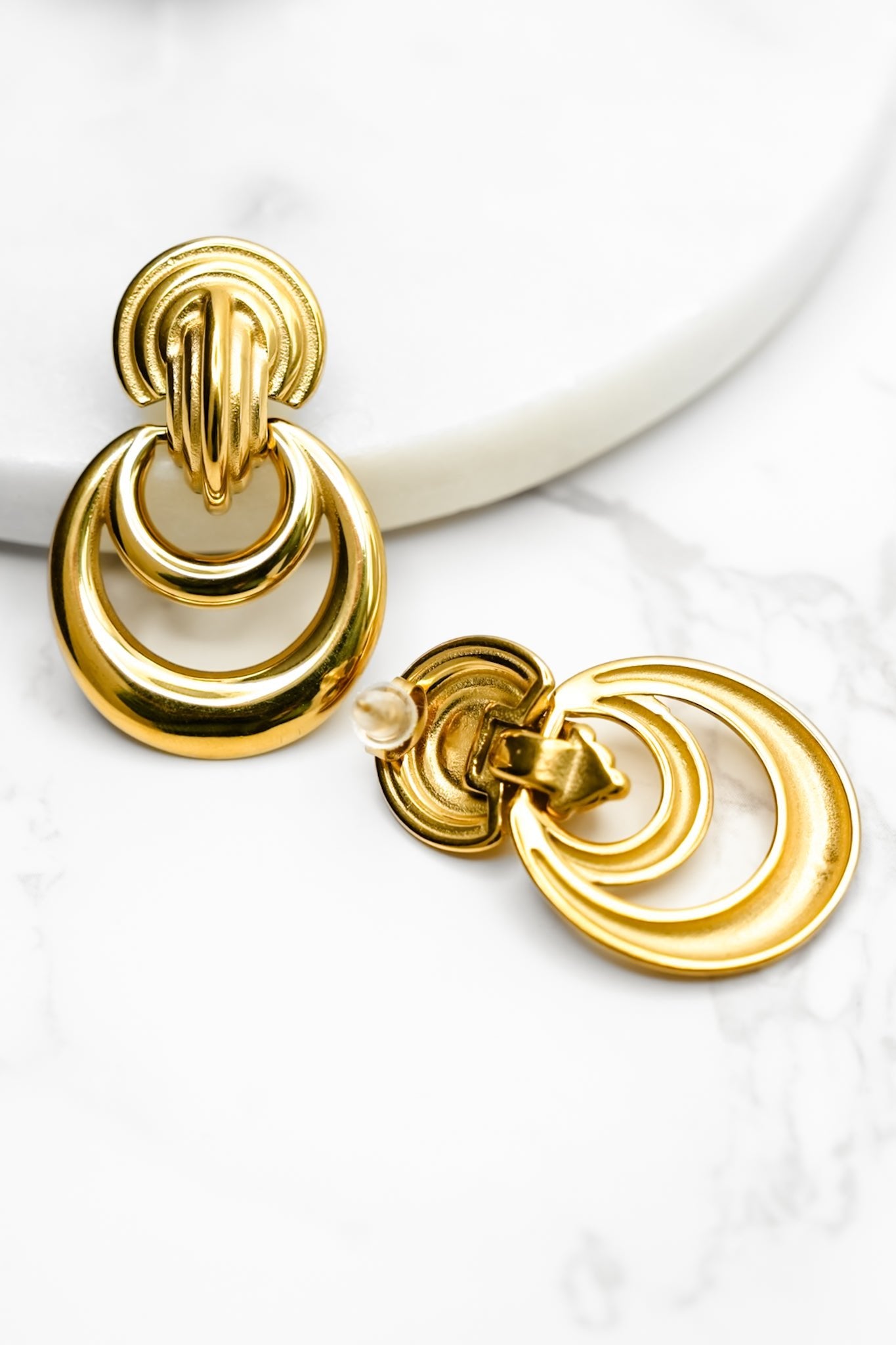 Treasure Jewels Milano Link Round Drop Stud Earrings - Freckled Poppy