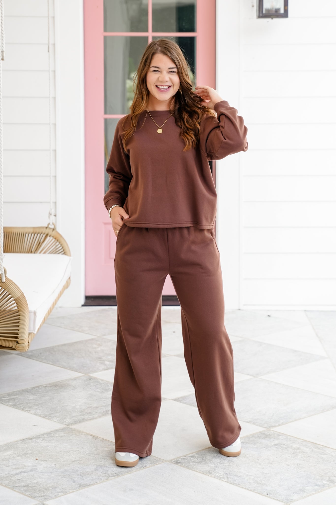 Restock! Door Buster! Zenana Fleece Raglan Sleeve Pullover and Sweatpants Set