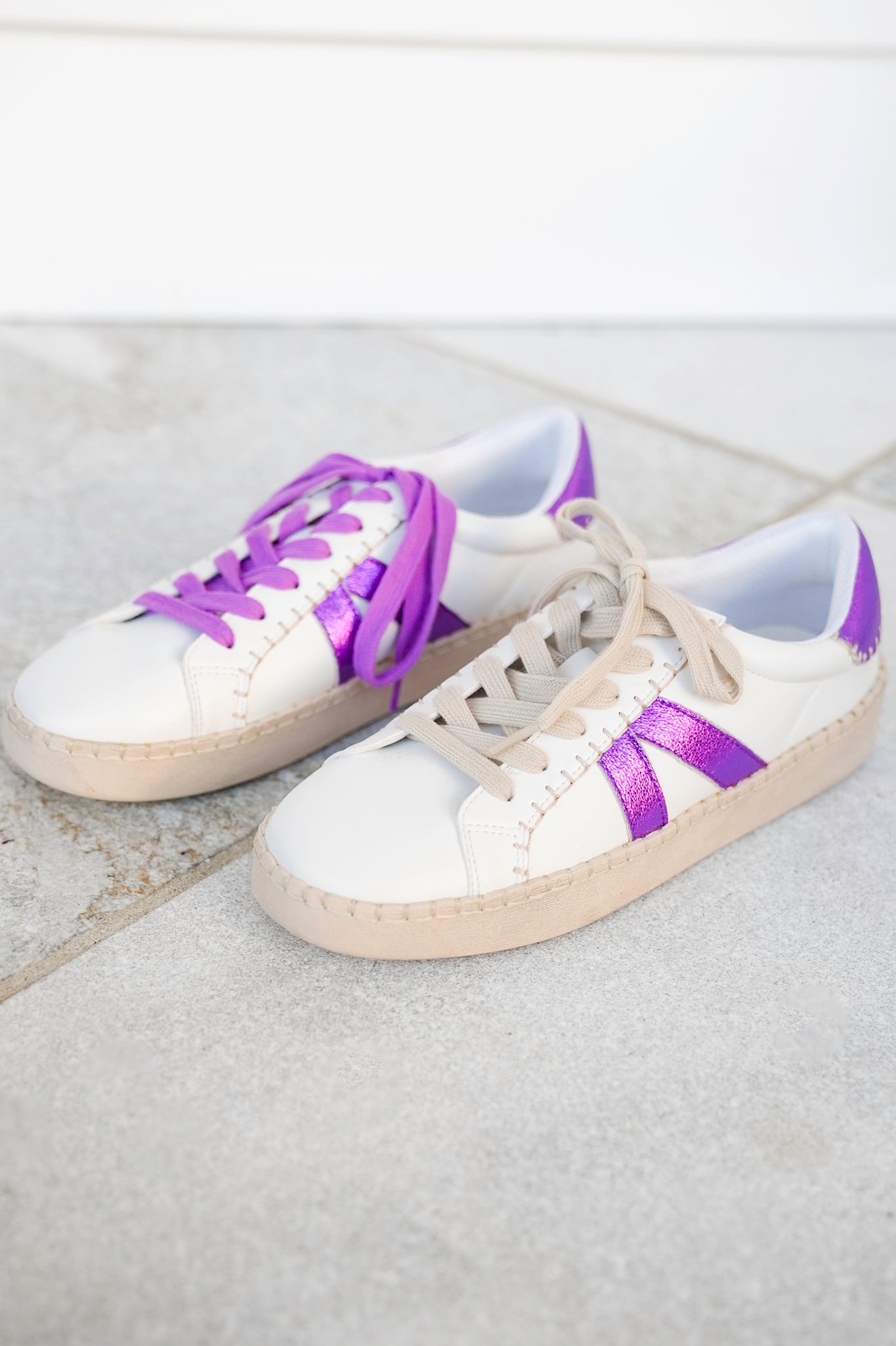 Corky's "Friend Zone" Metallic Side Stripes Lace Up Sneaker