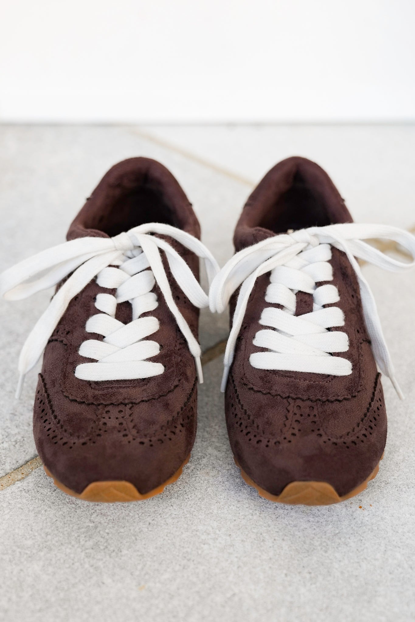Shu Shop Retro Vegan Suede Brogue Pattern Sneakers