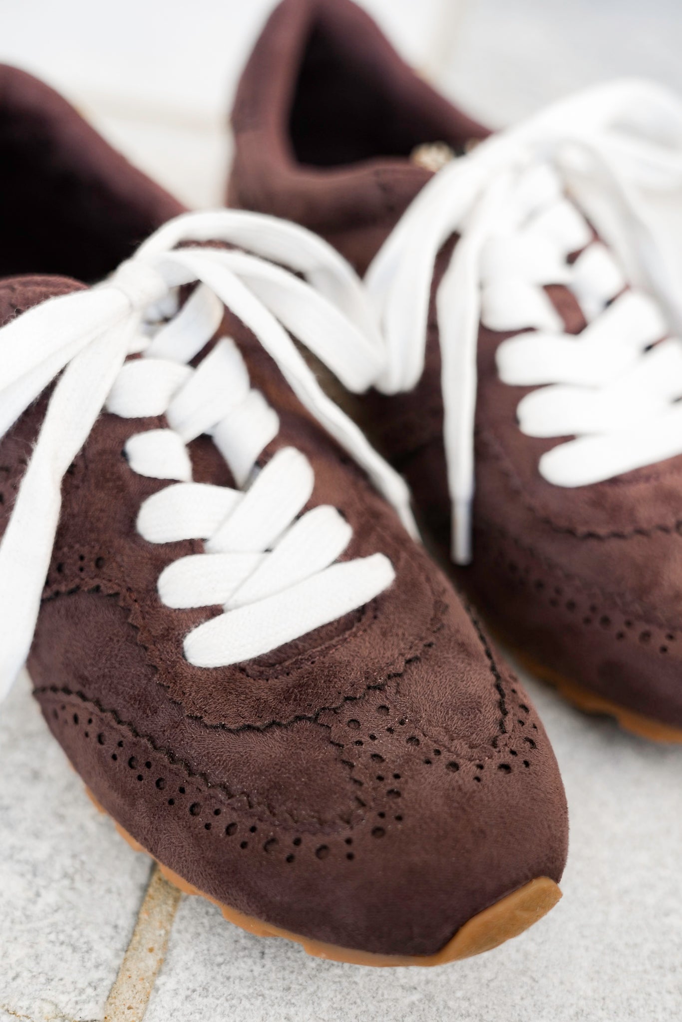 Shu Shop Retro Vegan Suede Brogue Pattern Sneakers