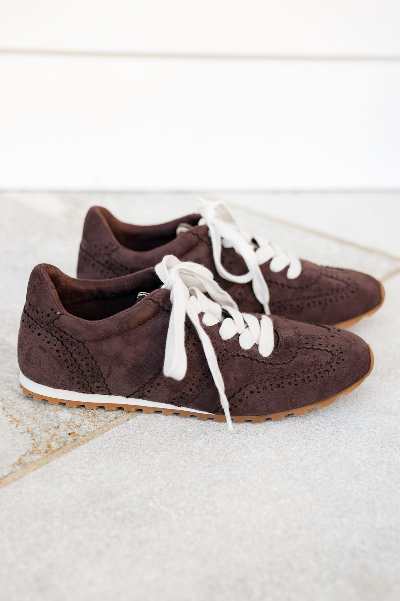 Shu Shop Retro Vegan Suede Brogue Pattern Sneakers