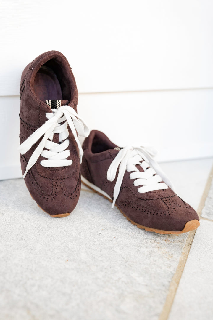 Shu Shop Retro Vegan Suede Brogue Pattern Sneakers