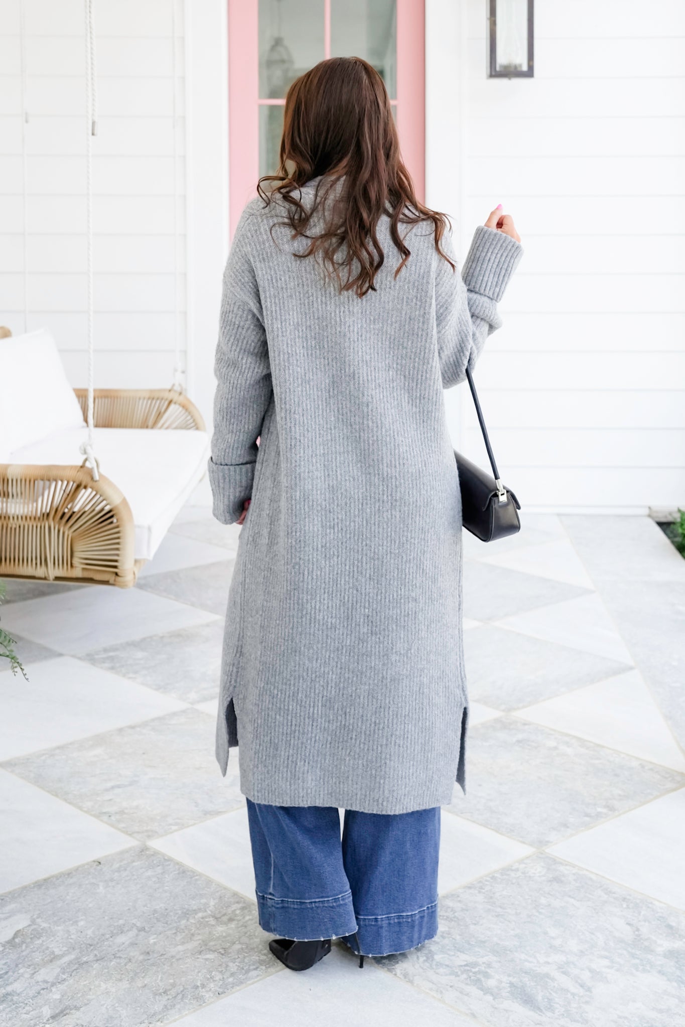 Ribbed Long Sleeve Long Open Cardigan