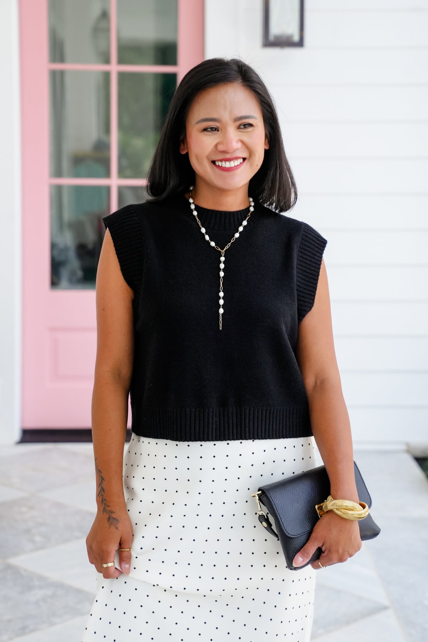Open Back Sweater Vest with Ribbed Detail