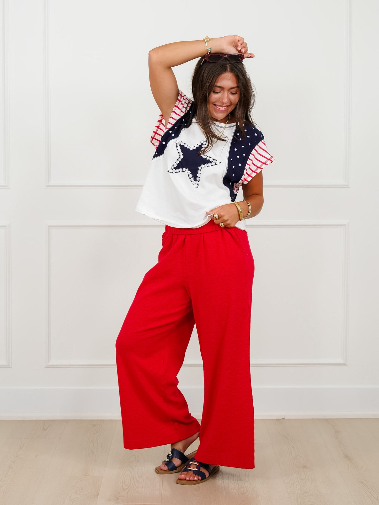 Sleeveless Americana Flag Top With Star Patch