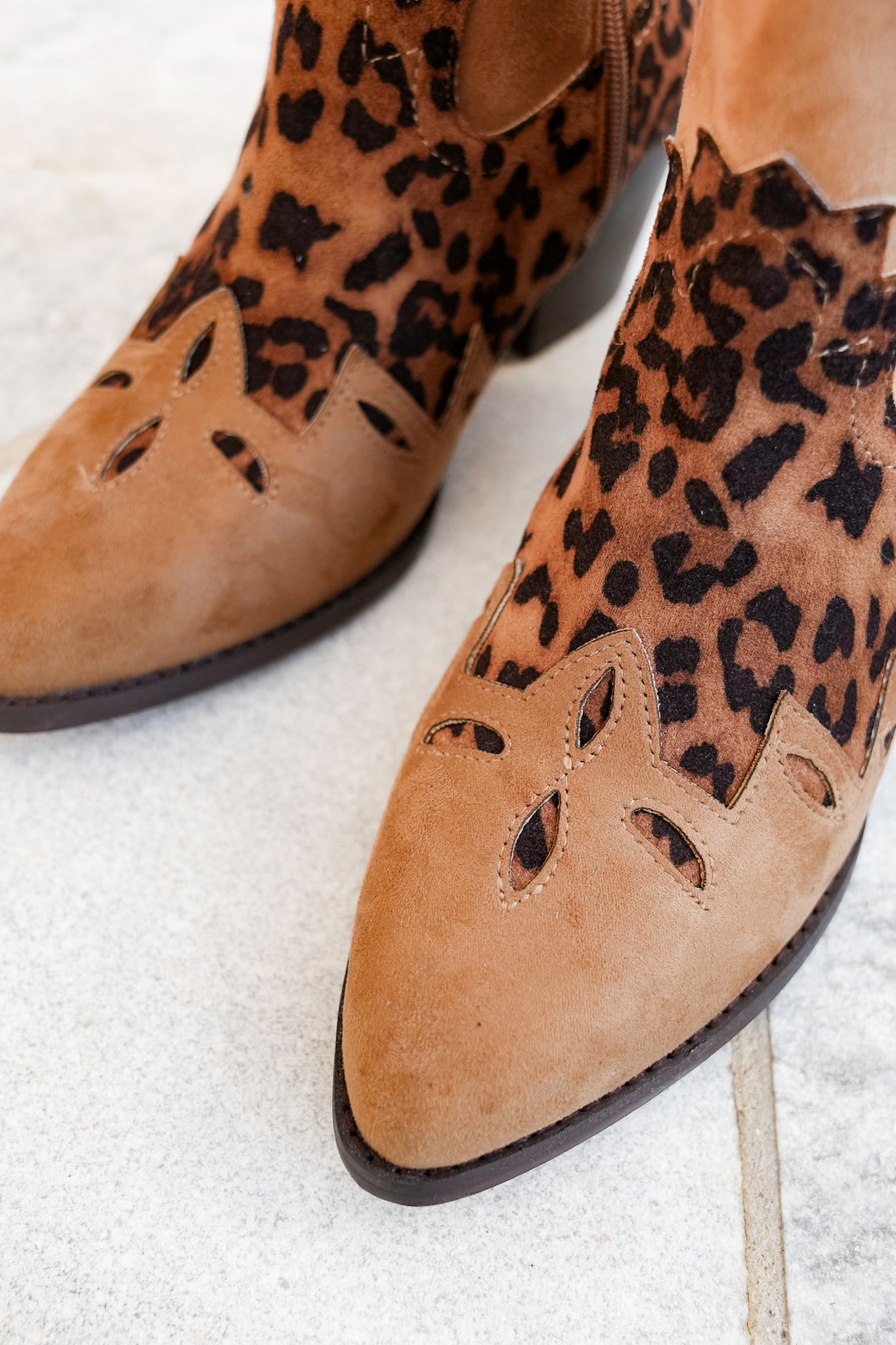 MIA Vegan Suede Leopard Print Boot with Block Heel