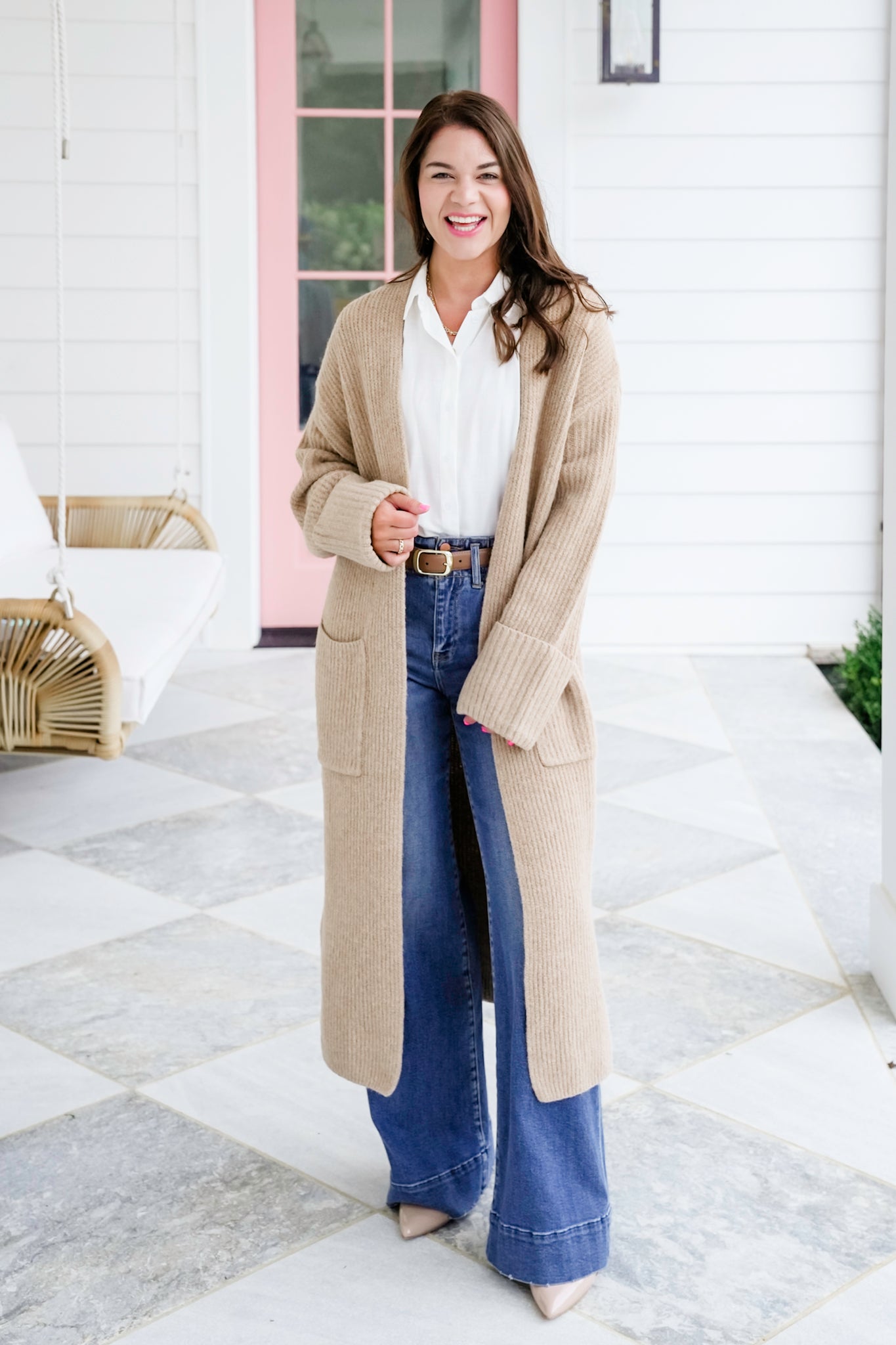 Ribbed Long Sleeve Long Open Cardigan