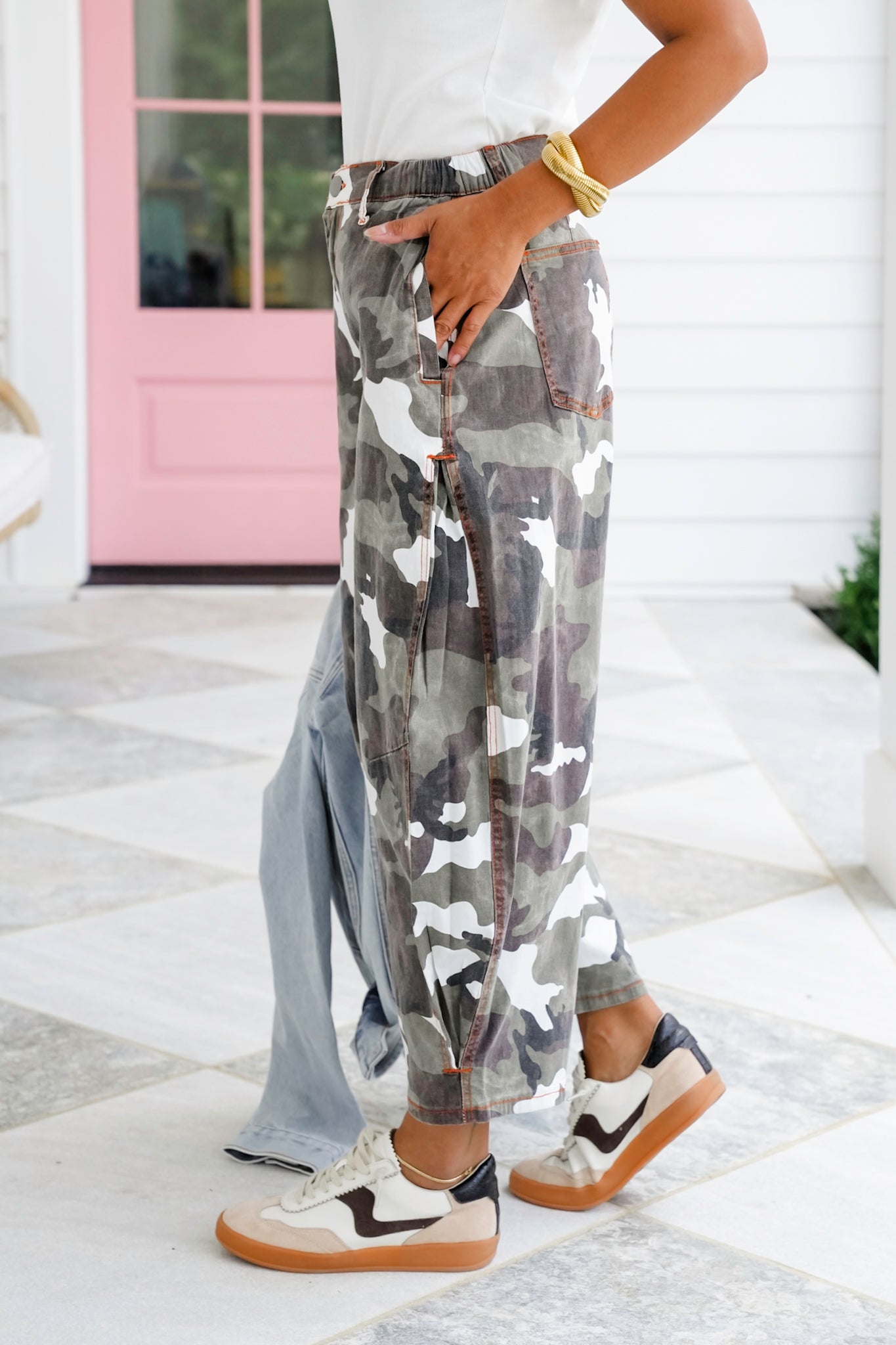 Restock! Camo Washed Twill Barrel High Waist Pants