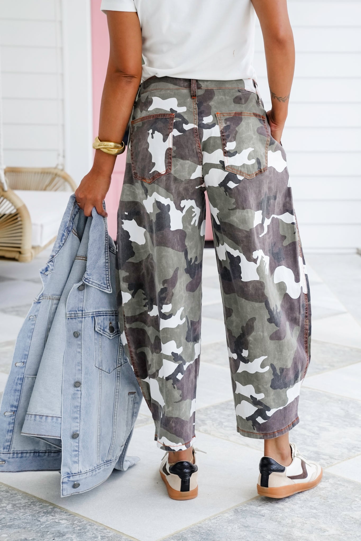 Restock! Camo Washed Twill Barrel High Waist Pants