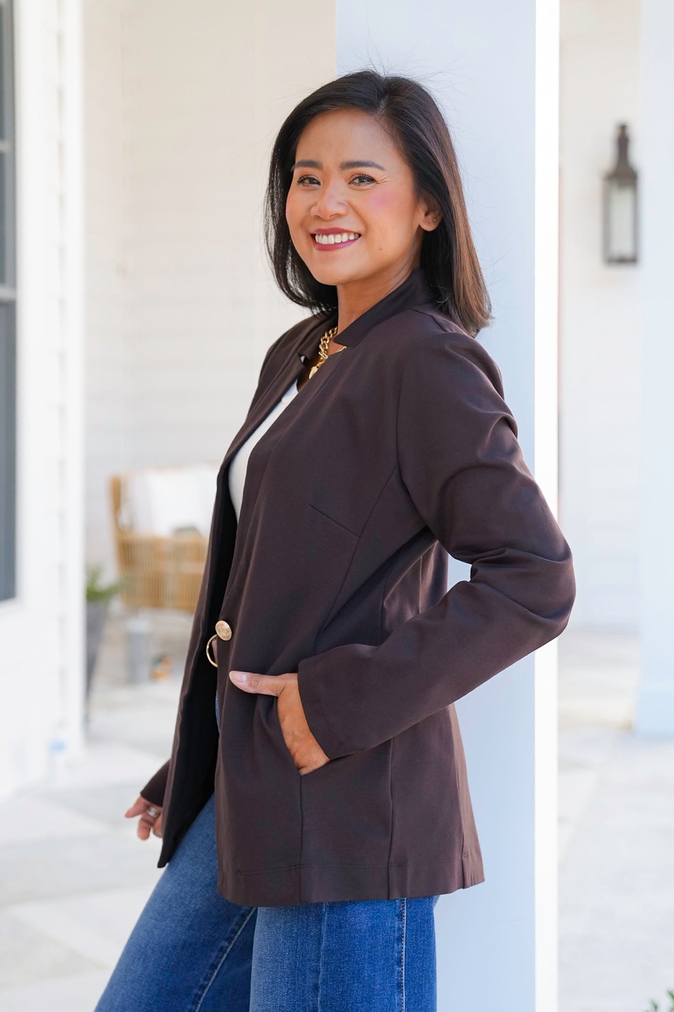 Door Buster! Plus/Reg Solid Long Sleeve Fitted Blazer