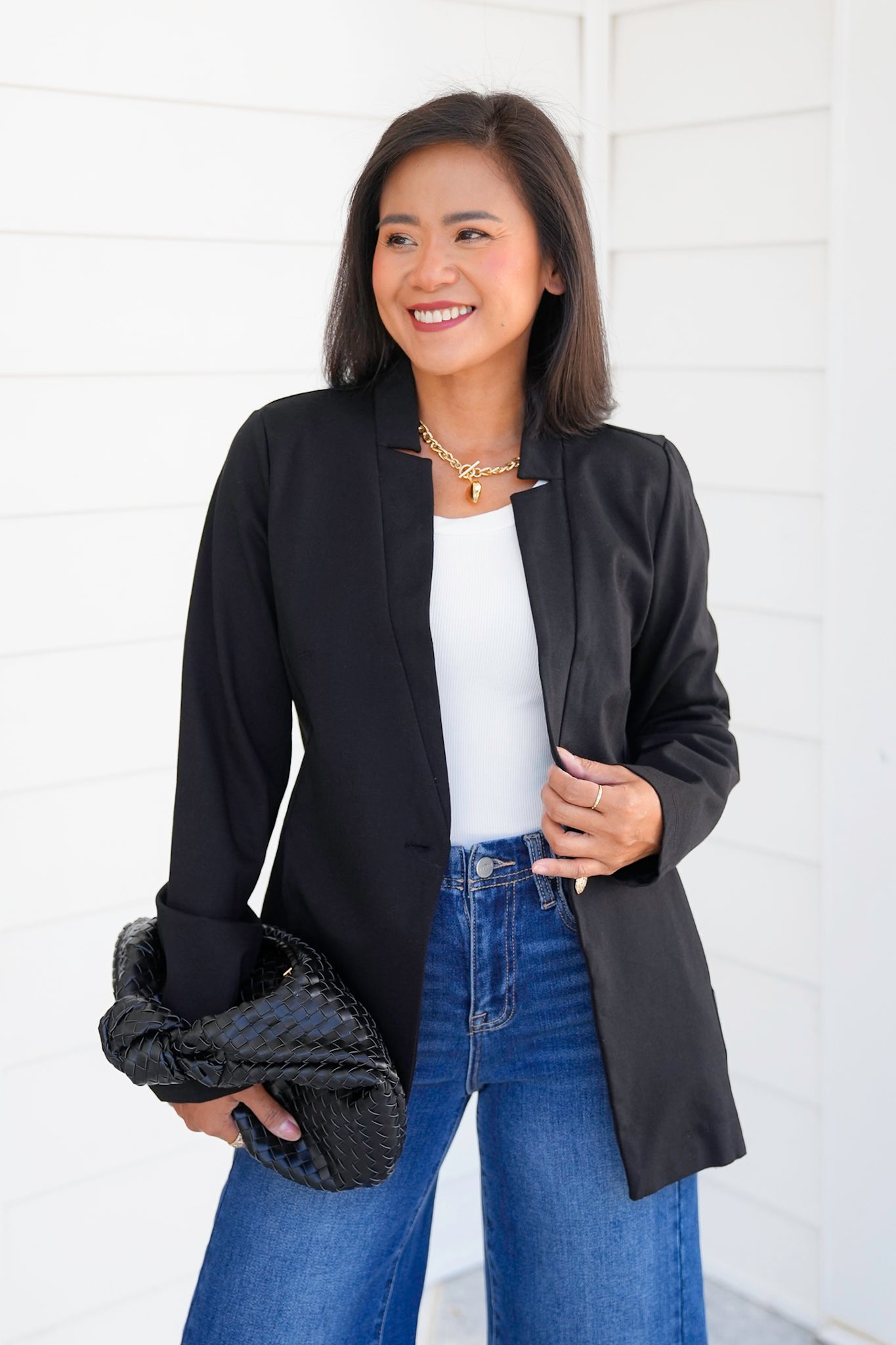 Door Buster! Plus/Reg Solid Long Sleeve Fitted Blazer