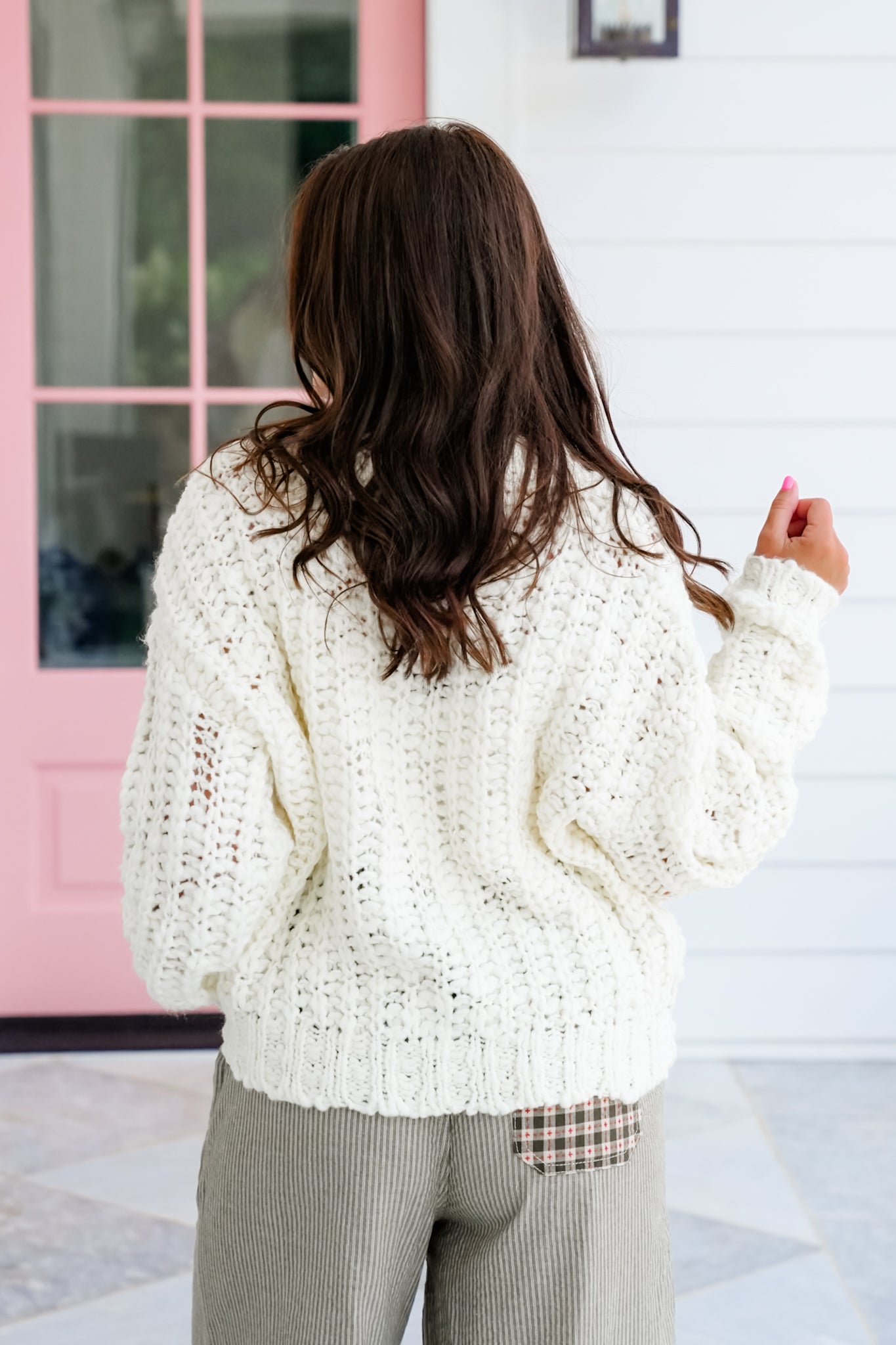 Cream Long Sleeve Button Down Cardigan Sweater